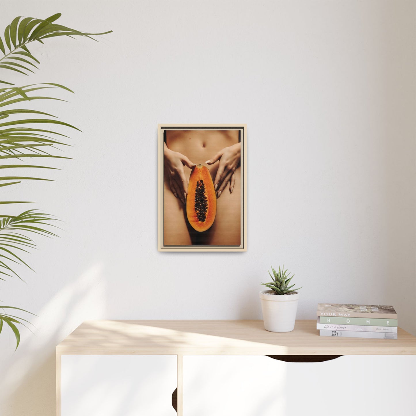 Framed Matte Canvas - Sensual Papaya Nude Art Print