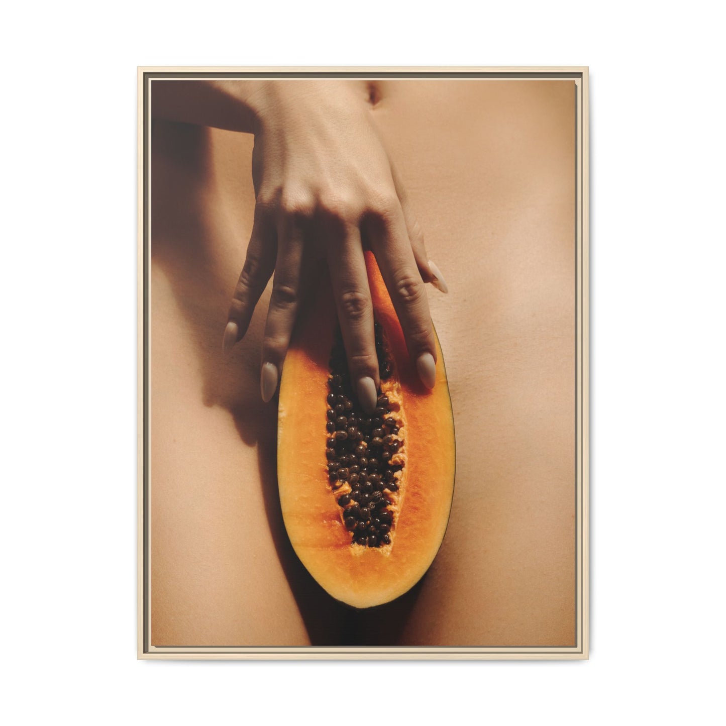 Framed Matte Canvas Art — Sensual Papaya Photo Print