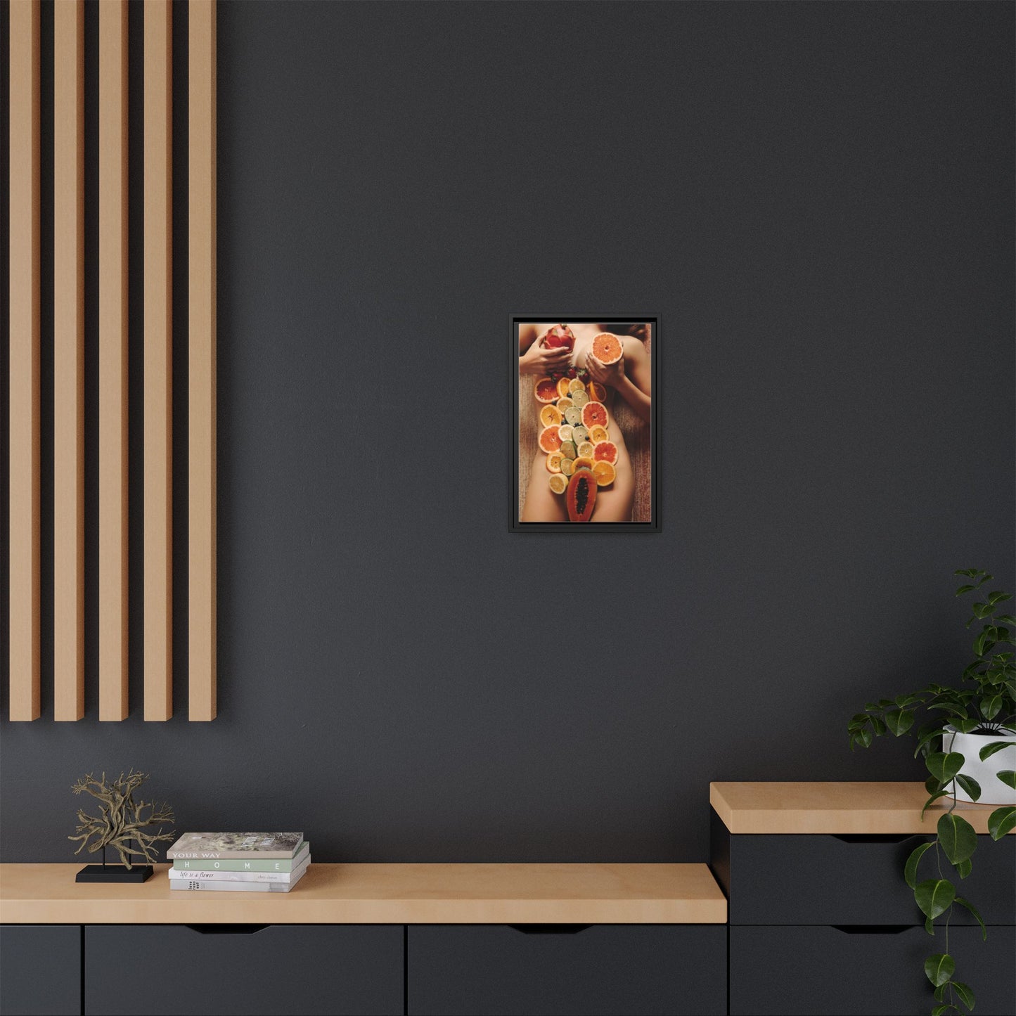 Framed Matte Canvas Art — Sensual Fruit Still Life Wall Decor