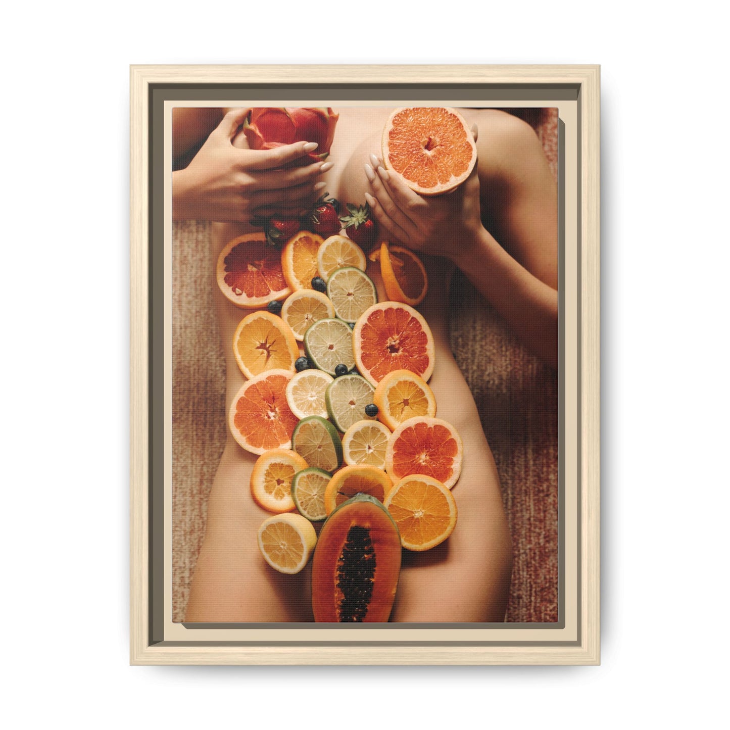 Framed Matte Canvas Art — Sensual Fruit Still Life Wall Decor