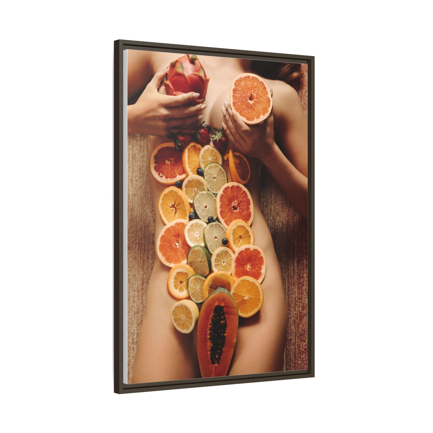 Framed Matte Canvas Art — Sensual Fruit Still Life Wall Decor