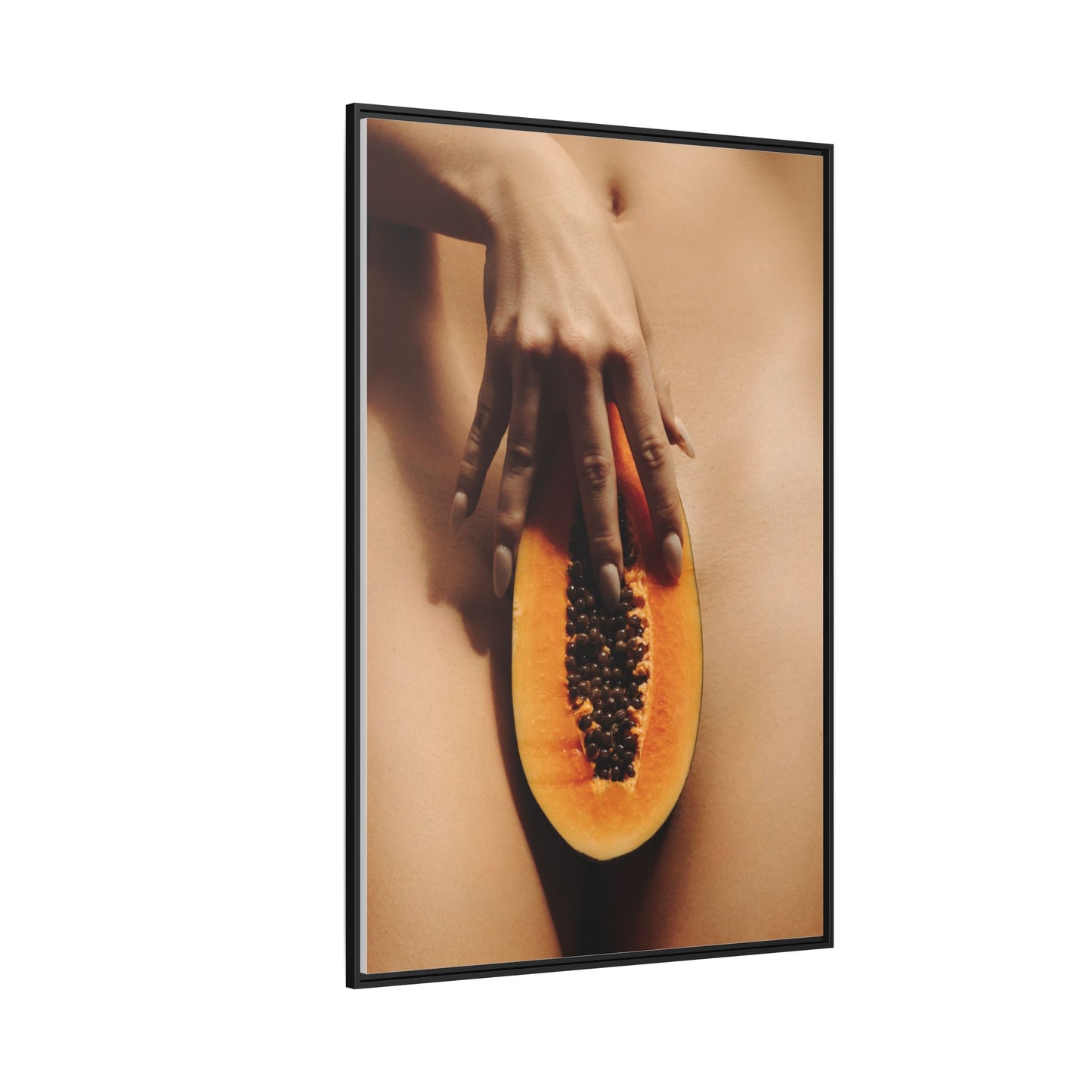 Framed Matte Canvas Art — Sensual Papaya Photo Print