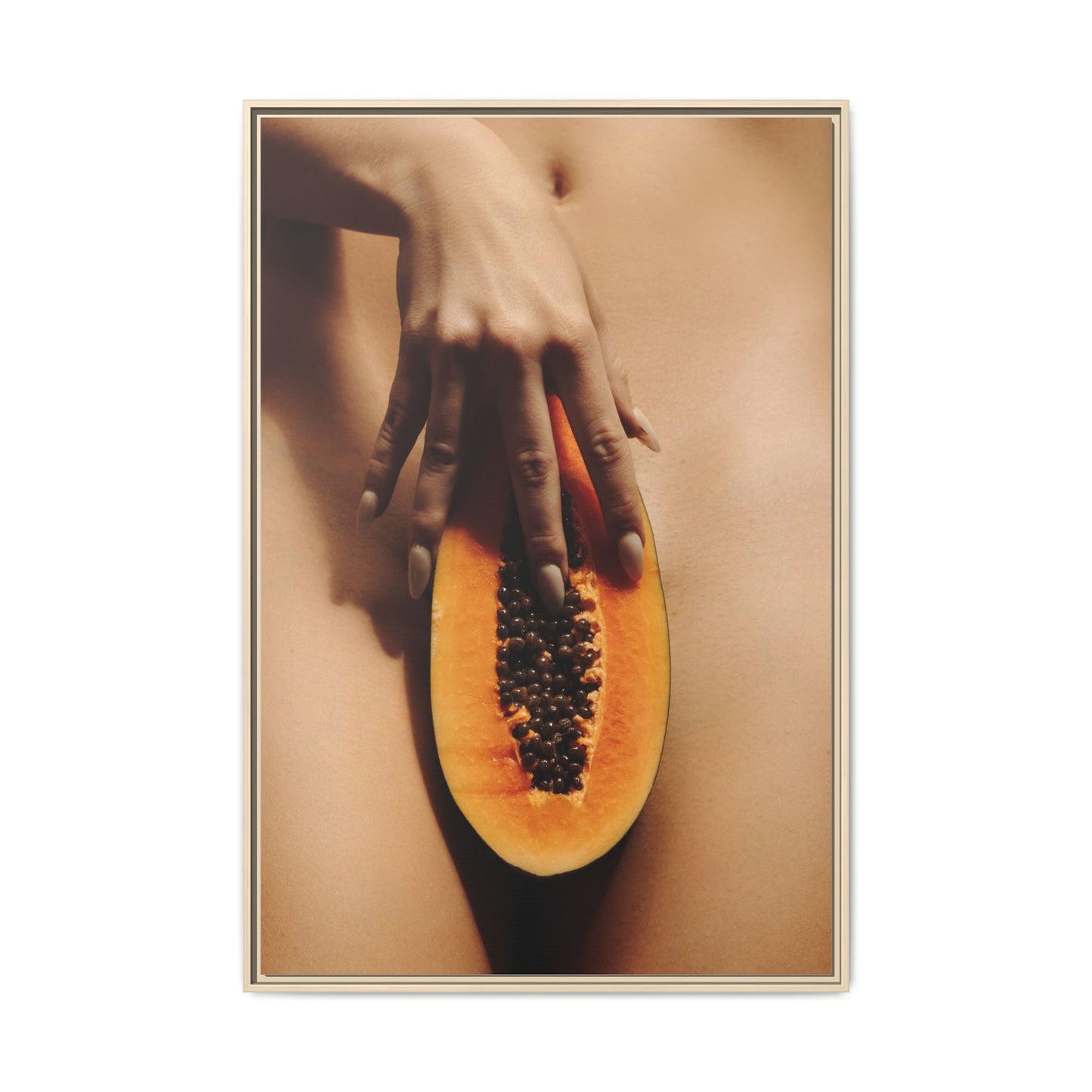 Framed Matte Canvas Art — Sensual Papaya Photo Print