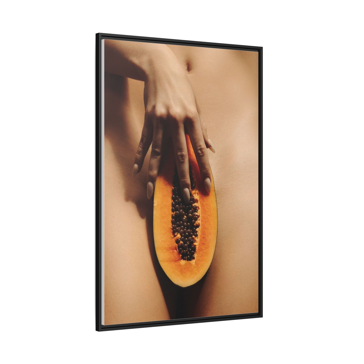 Framed Matte Canvas Art — Sensual Papaya Photo Print