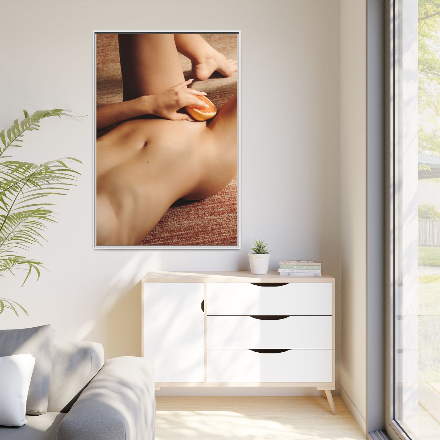 Art Print — Sensual Peach Body Matte Canvas Framed Wall Art