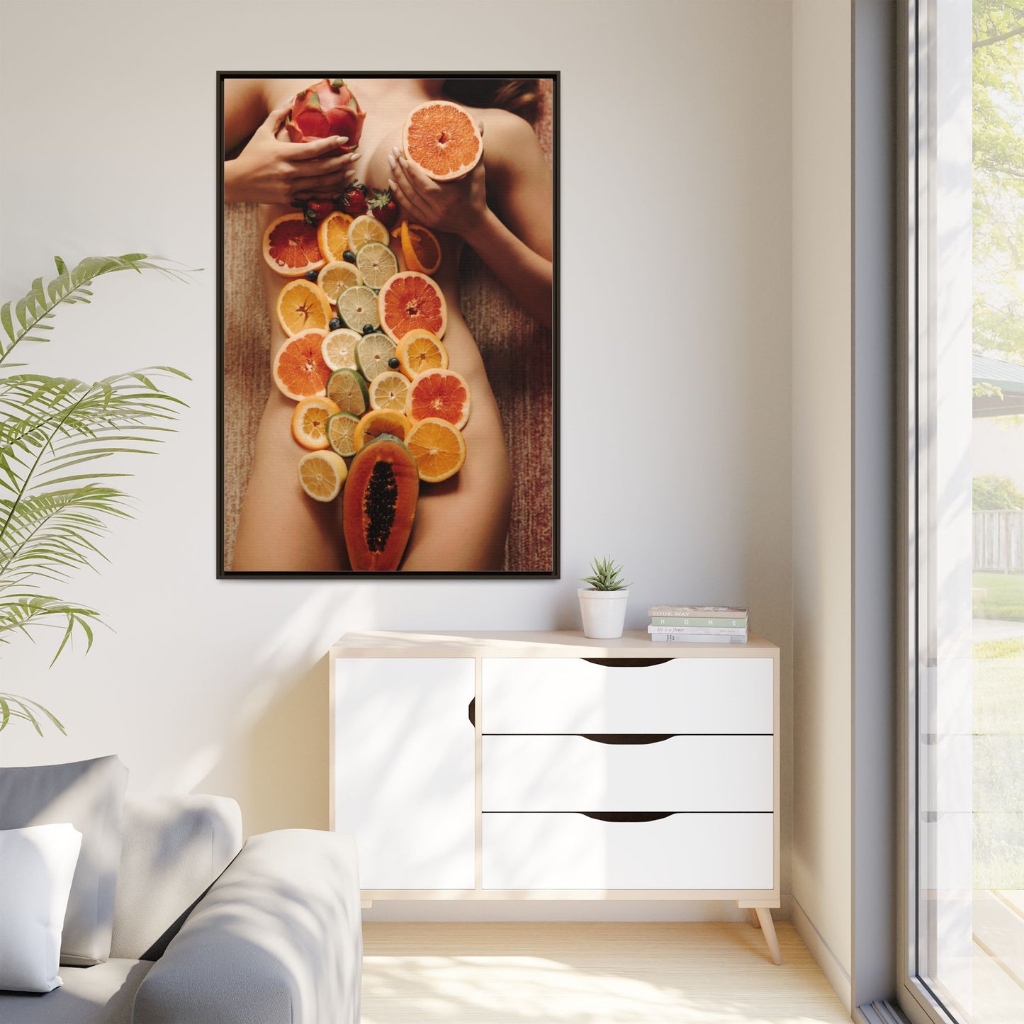 Framed Matte Canvas Art — Sensual Fruit Still Life Wall Decor