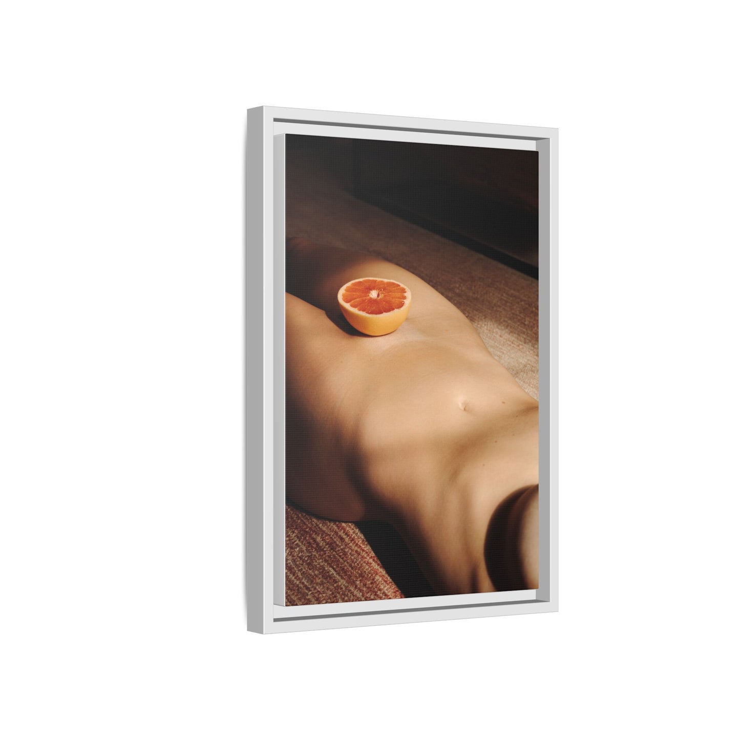 Framed Matte Canvas Wall Art — Minimal Nude Still Life with Grapefruit