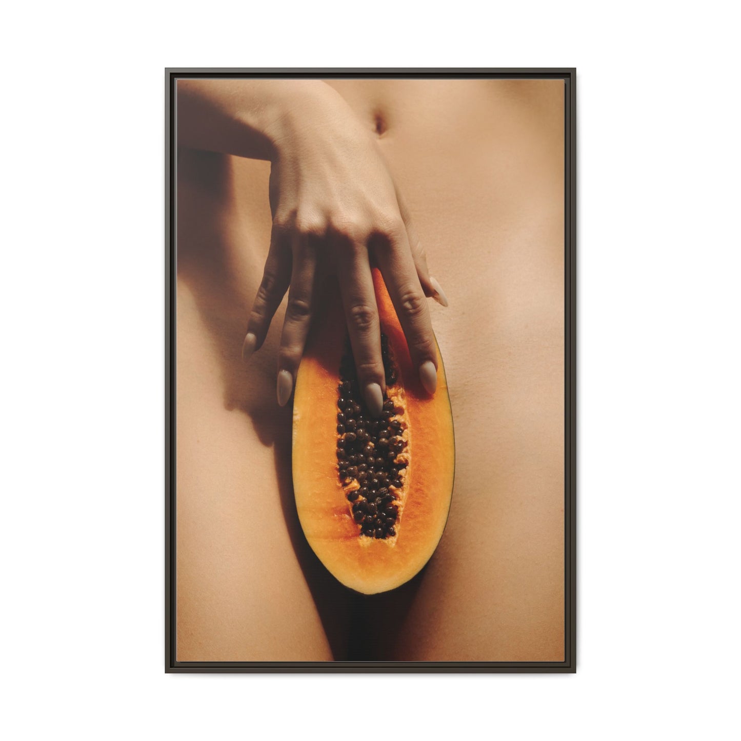 Framed Matte Canvas Art — Sensual Papaya Photo Print