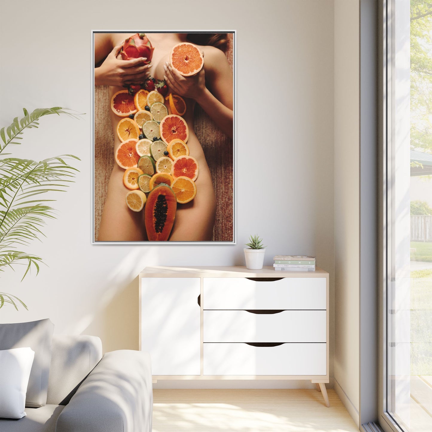 Framed Matte Canvas Art — Sensual Fruit Still Life Wall Decor