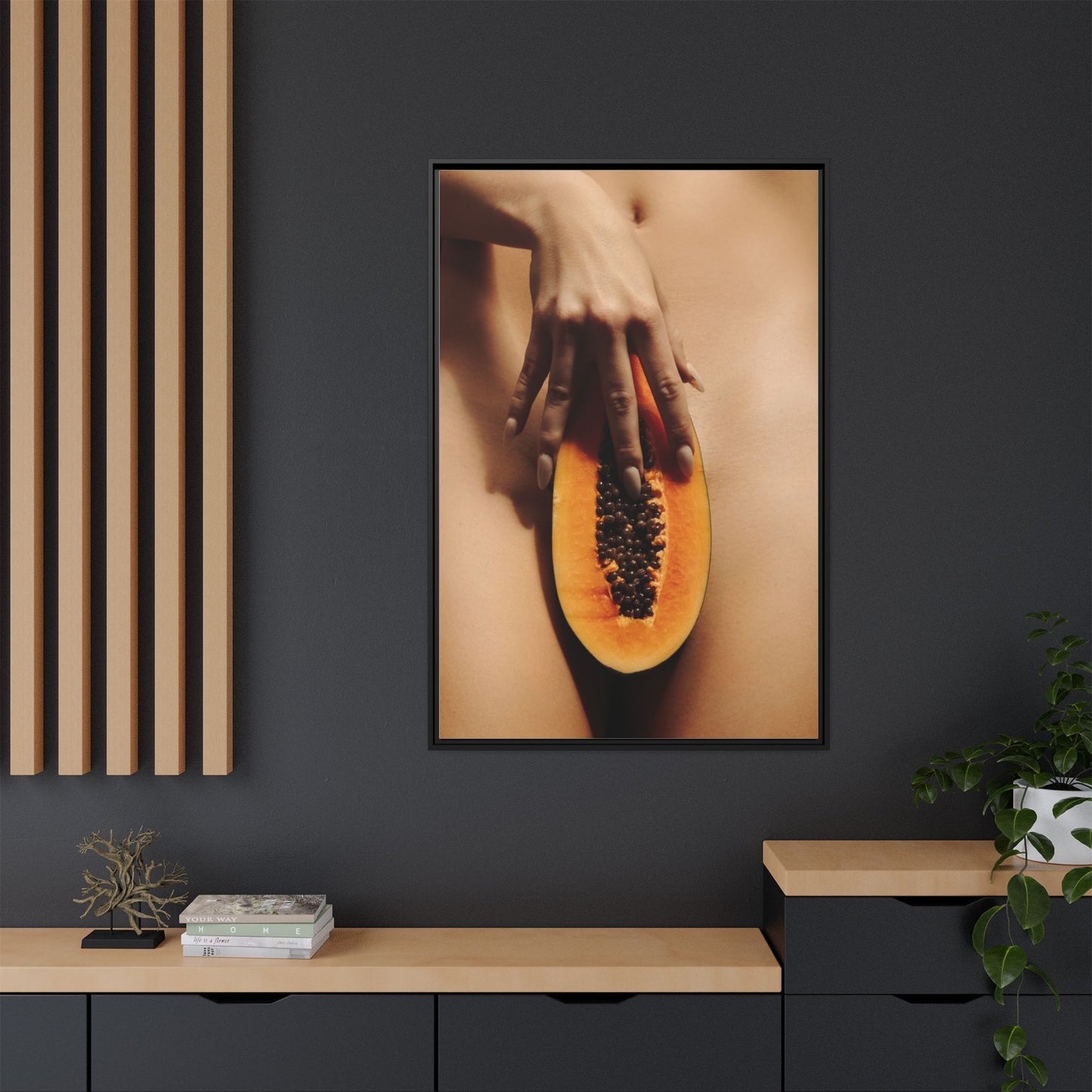 Framed Matte Canvas Art — Sensual Papaya Photo Print