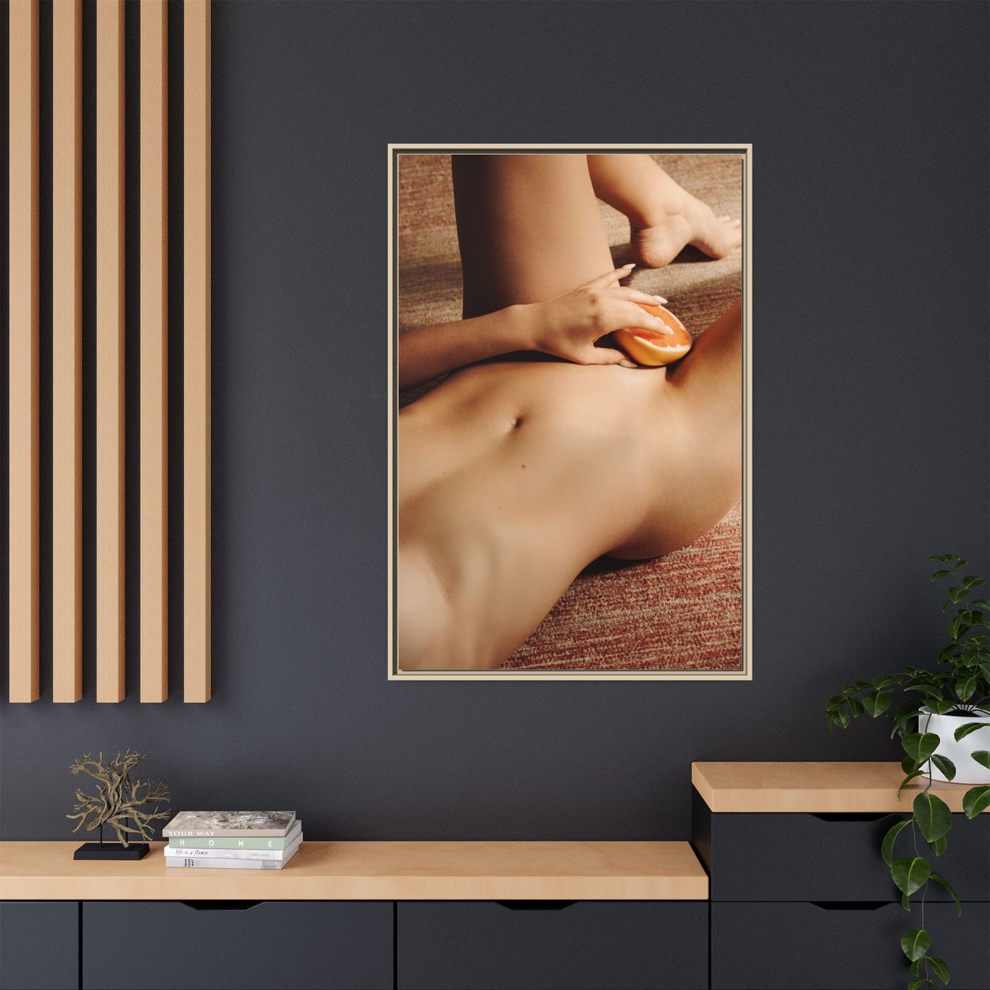Art Print — Sensual Peach Body Matte Canvas Framed Wall Art
