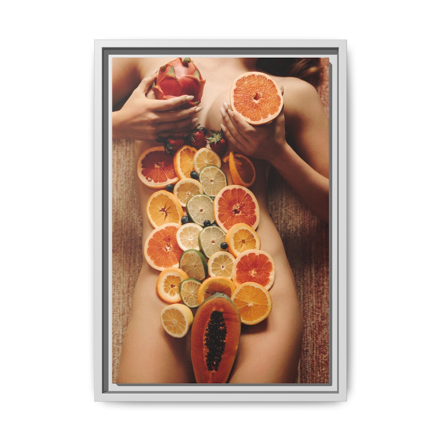 Framed Matte Canvas Art — Sensual Fruit Still Life Wall Decor