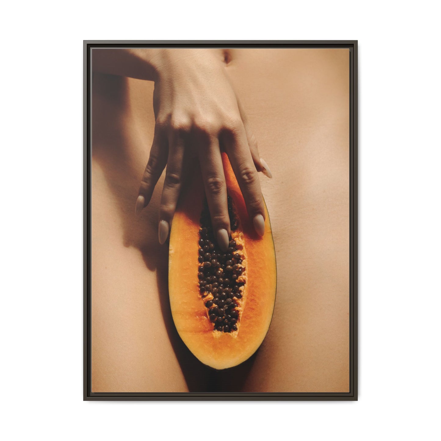 Framed Matte Canvas Art — Sensual Papaya Photo Print