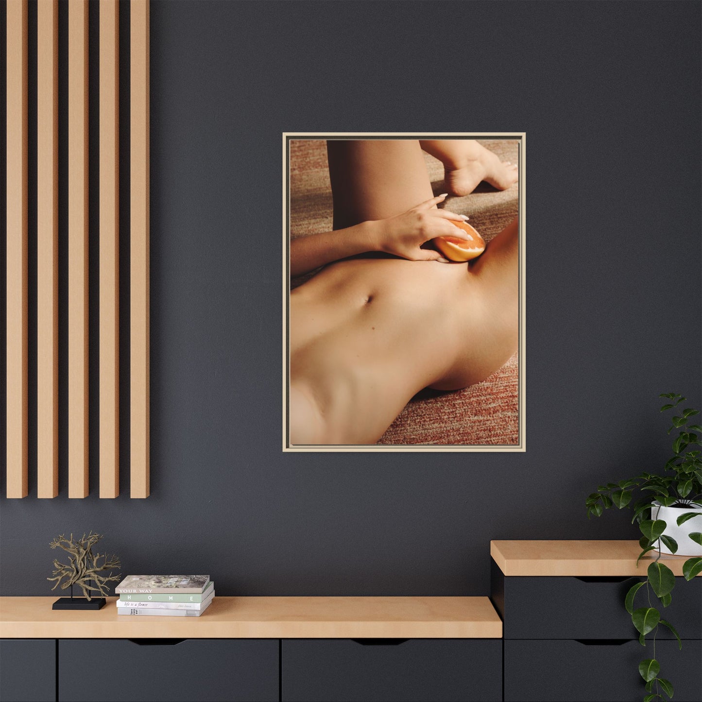 Art Print — Sensual Peach Body Matte Canvas Framed Wall Art