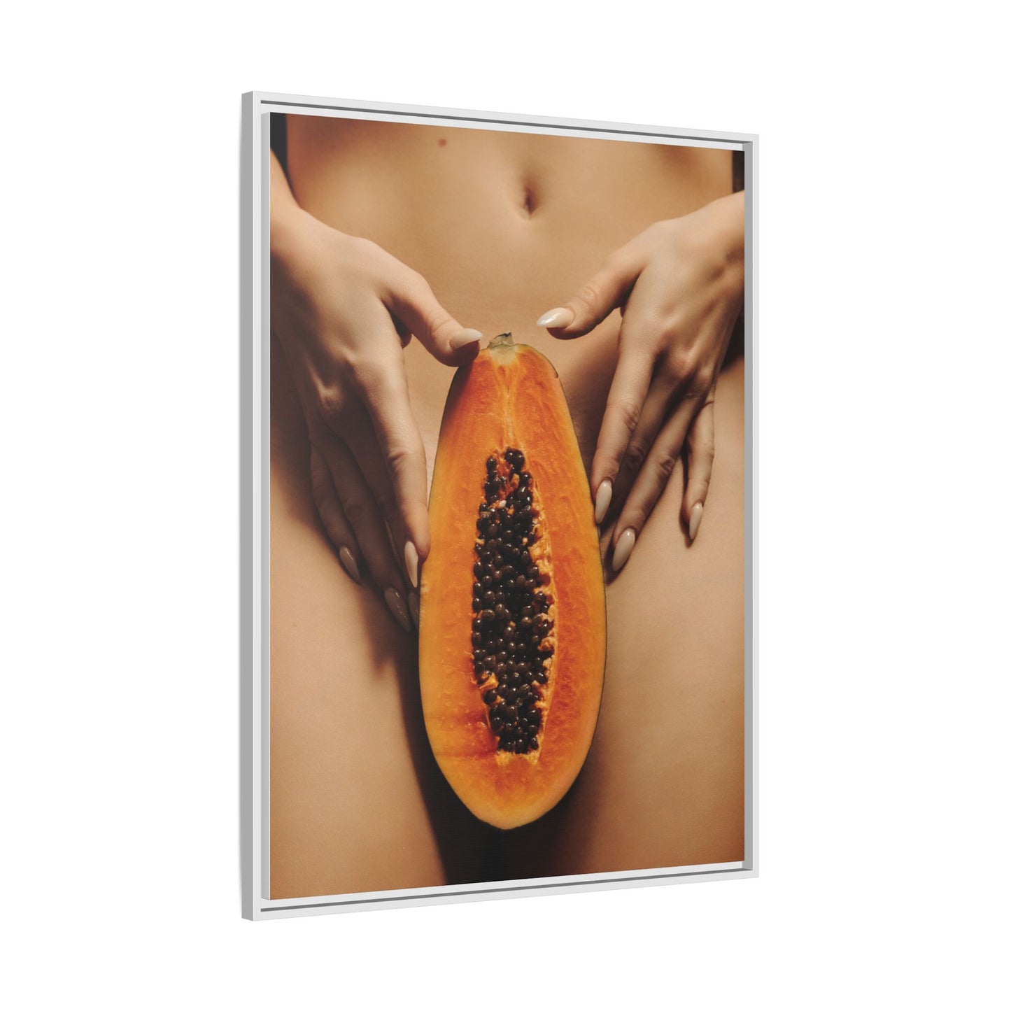 Framed Matte Canvas - Sensual Papaya Nude Art Print