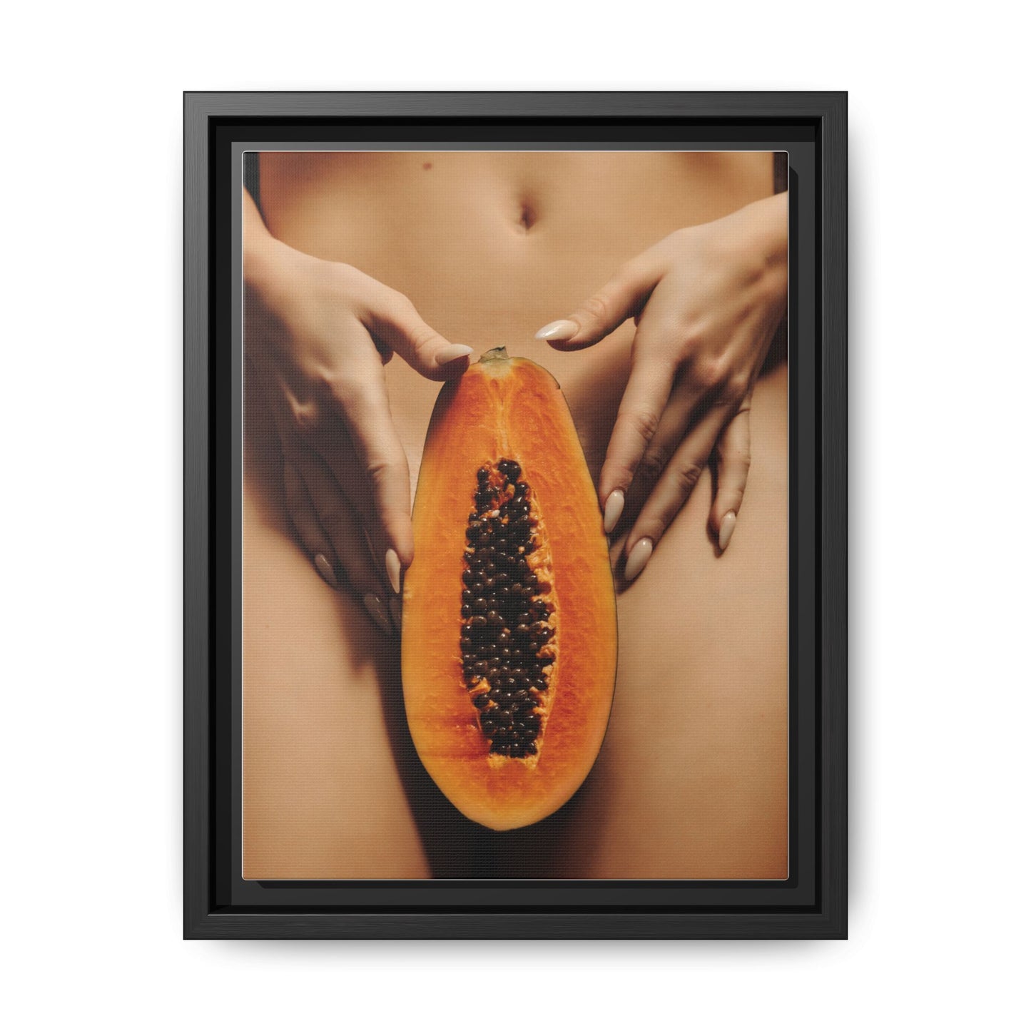 Framed Matte Canvas - Sensual Papaya Nude Art Print