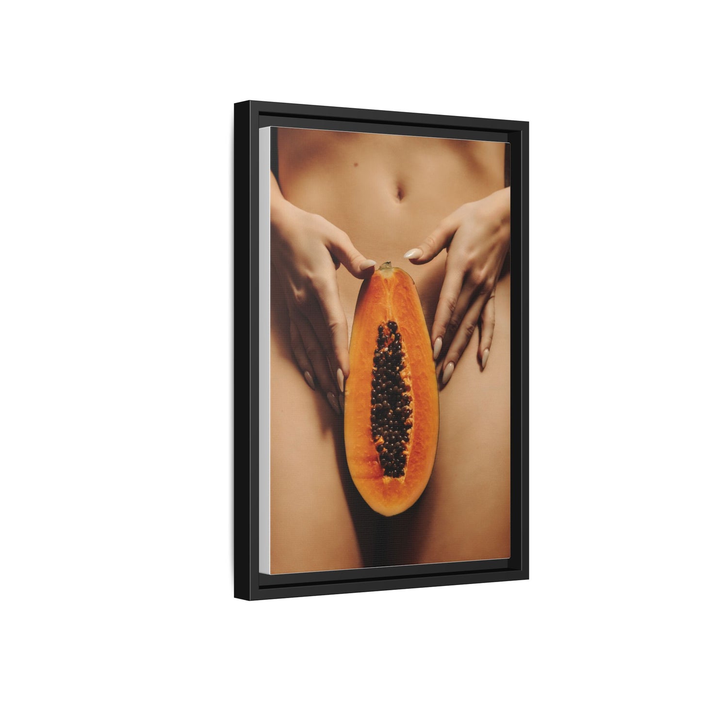 Framed Matte Canvas - Sensual Papaya Nude Art Print