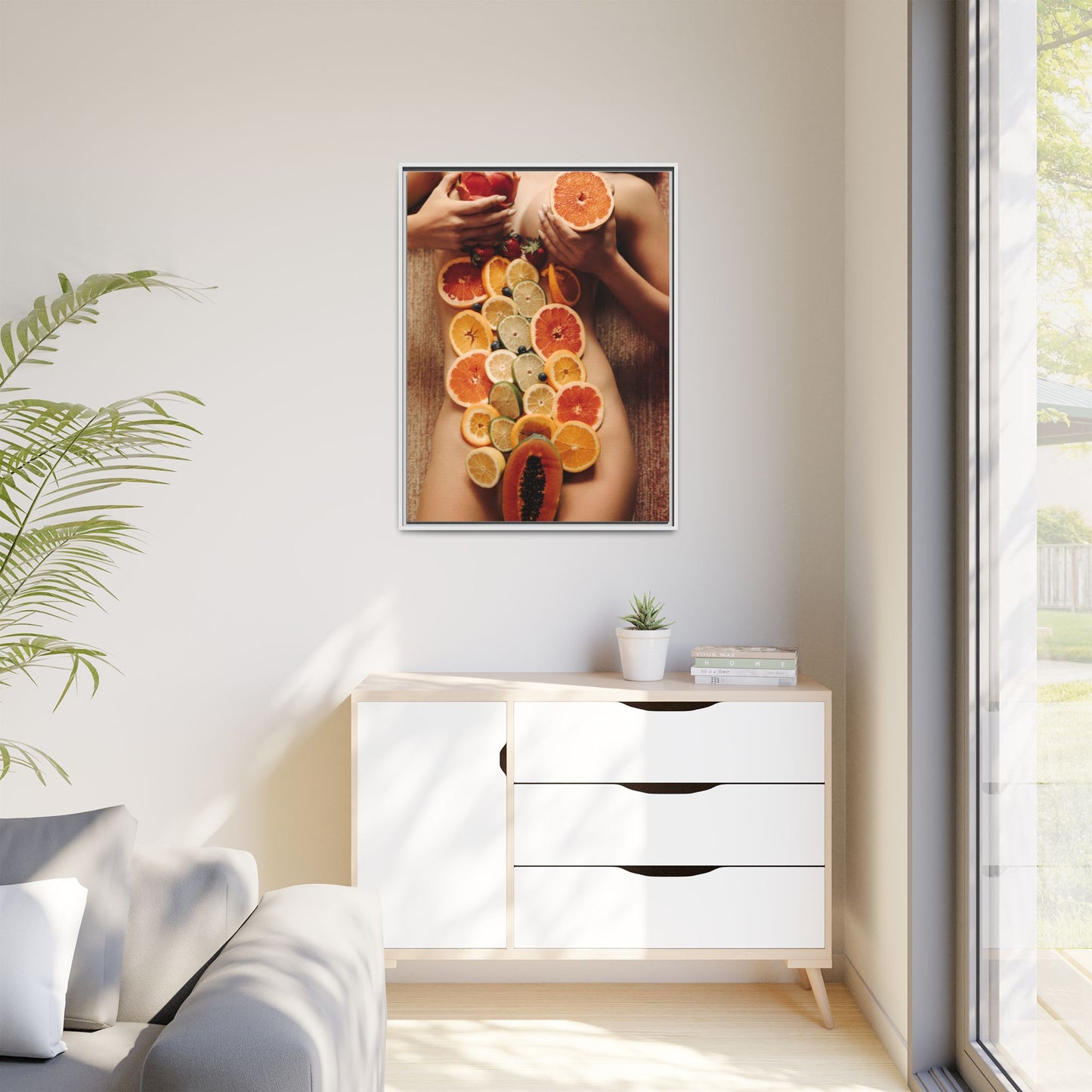 Framed Matte Canvas Art — Sensual Fruit Still Life Wall Decor