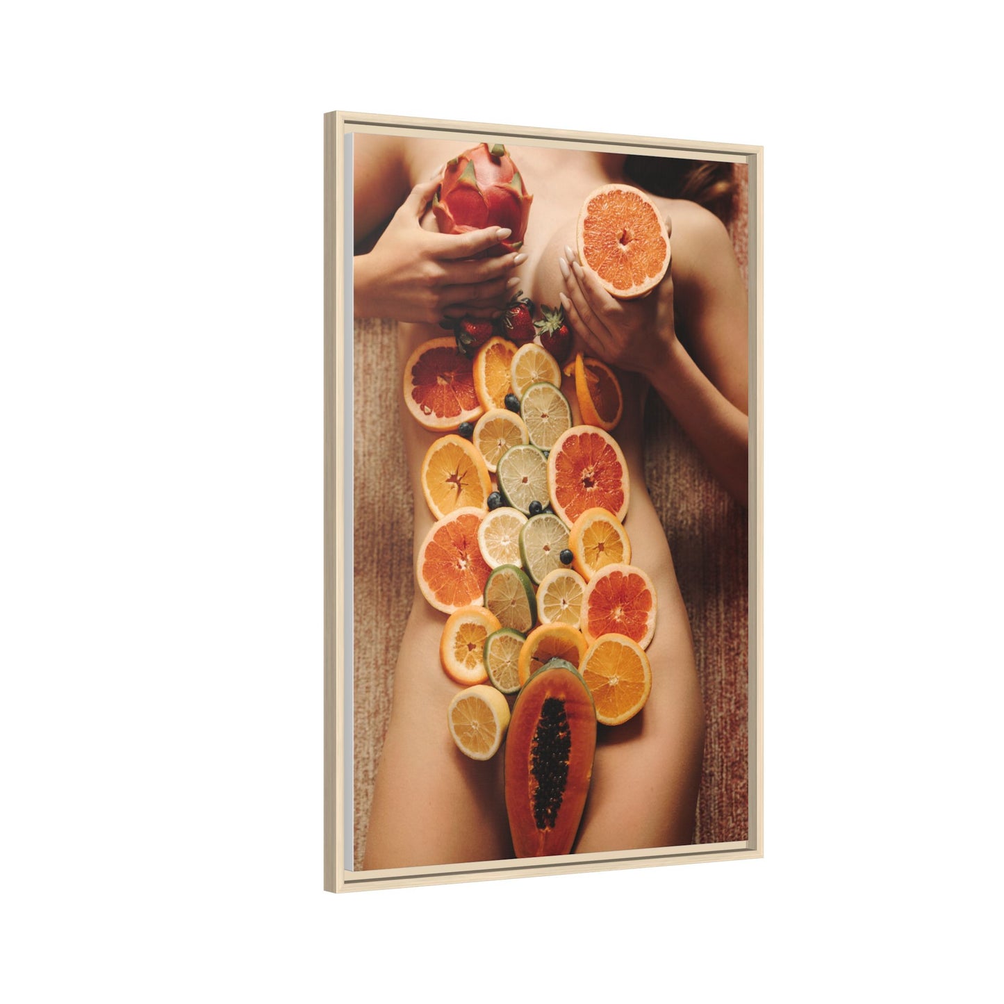Framed Matte Canvas Art — Sensual Fruit Still Life Wall Decor
