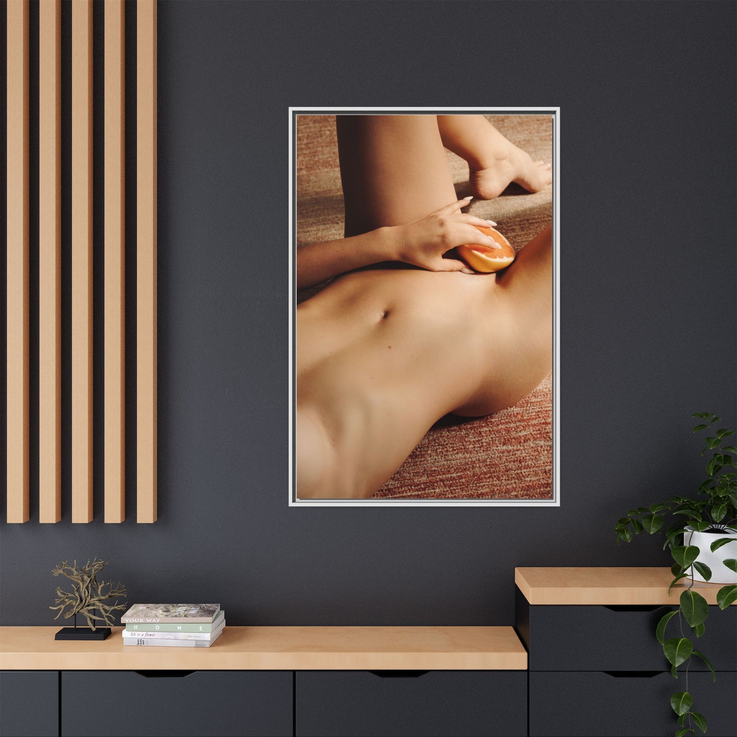 Art Print — Sensual Peach Body Matte Canvas Framed Wall Art