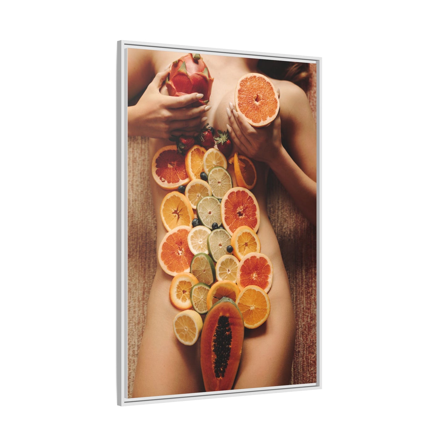 Framed Matte Canvas Art — Sensual Fruit Still Life Wall Decor