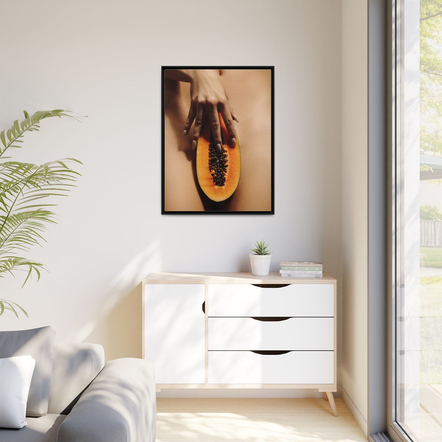 Framed Matte Canvas Art — Sensual Papaya Photo Print