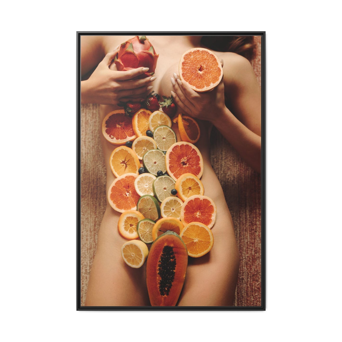 Framed Matte Canvas Art — Sensual Fruit Still Life Wall Decor