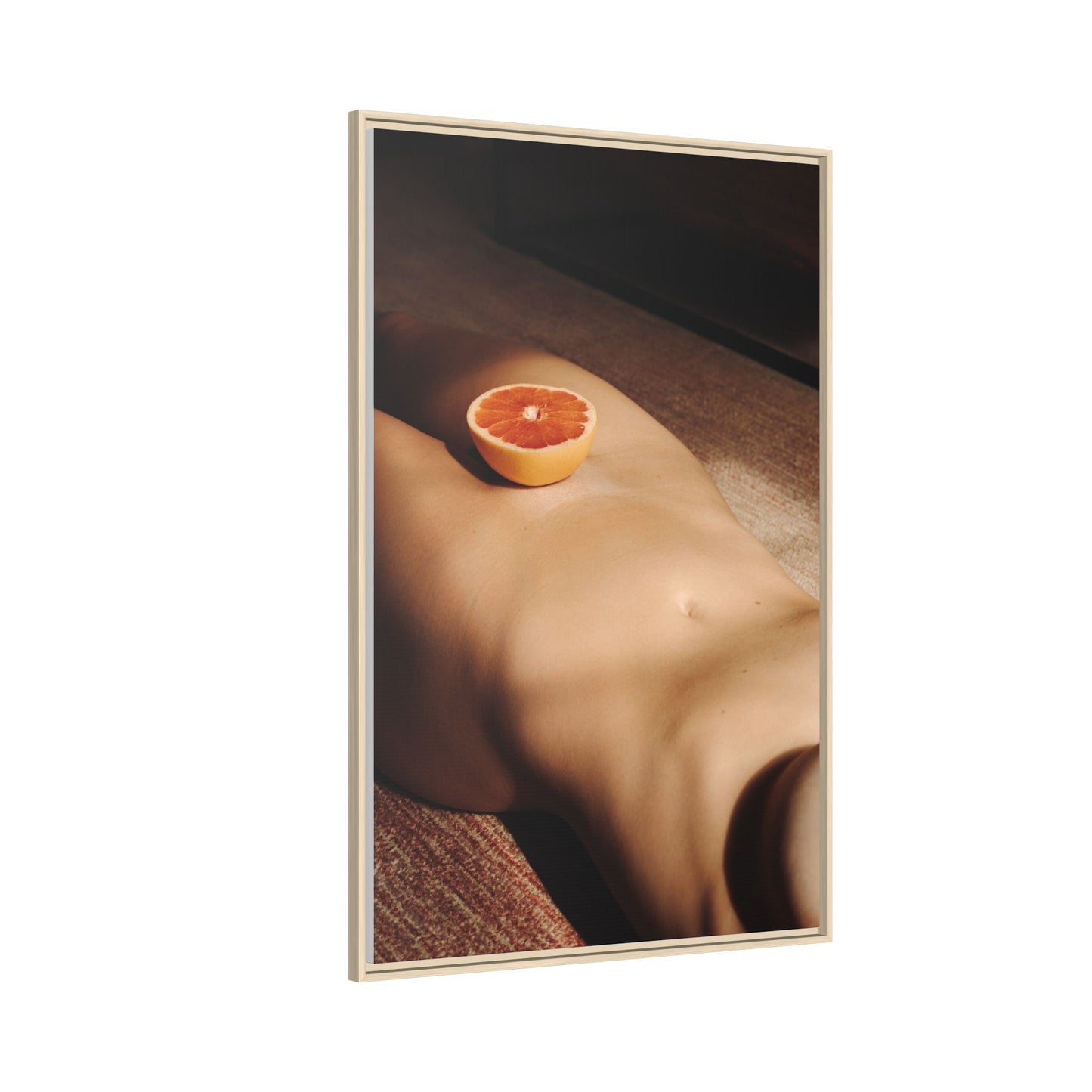 Framed Matte Canvas Wall Art — Minimal Nude Still Life with Grapefruit