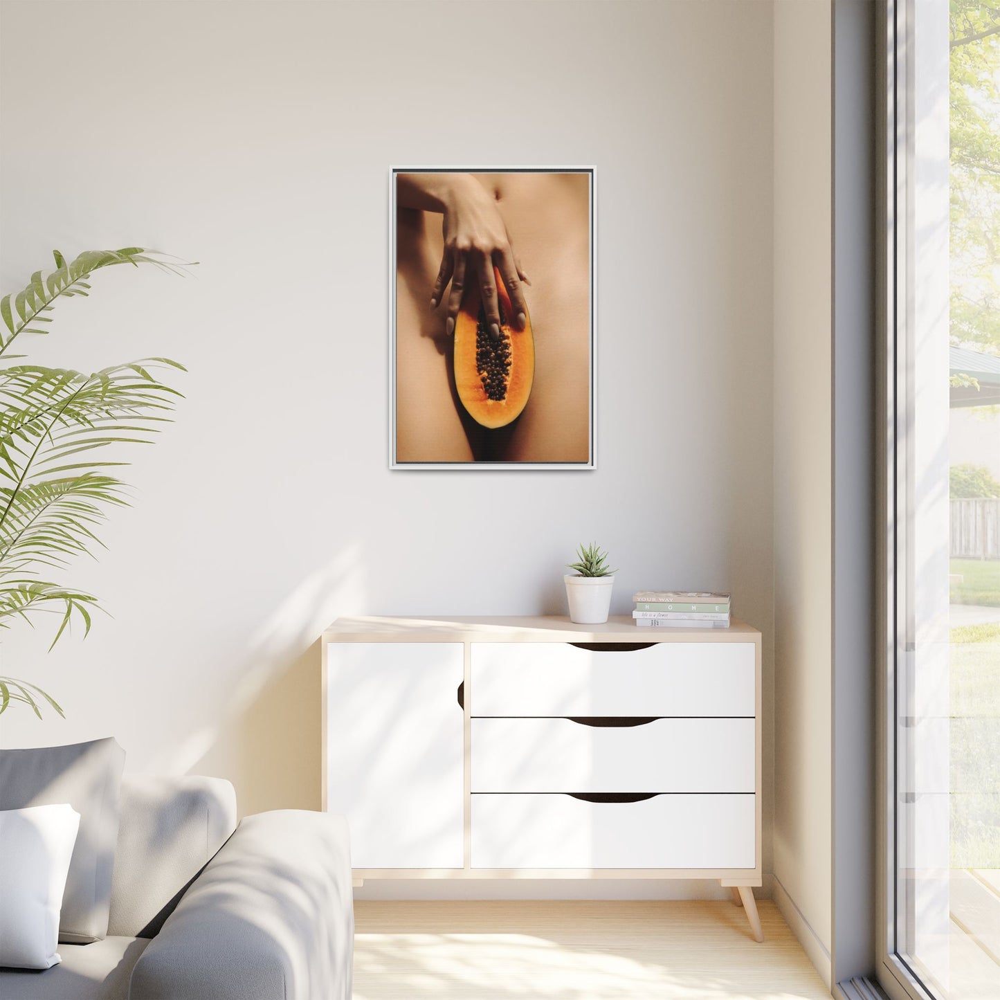 Framed Matte Canvas Art — Sensual Papaya Photo Print