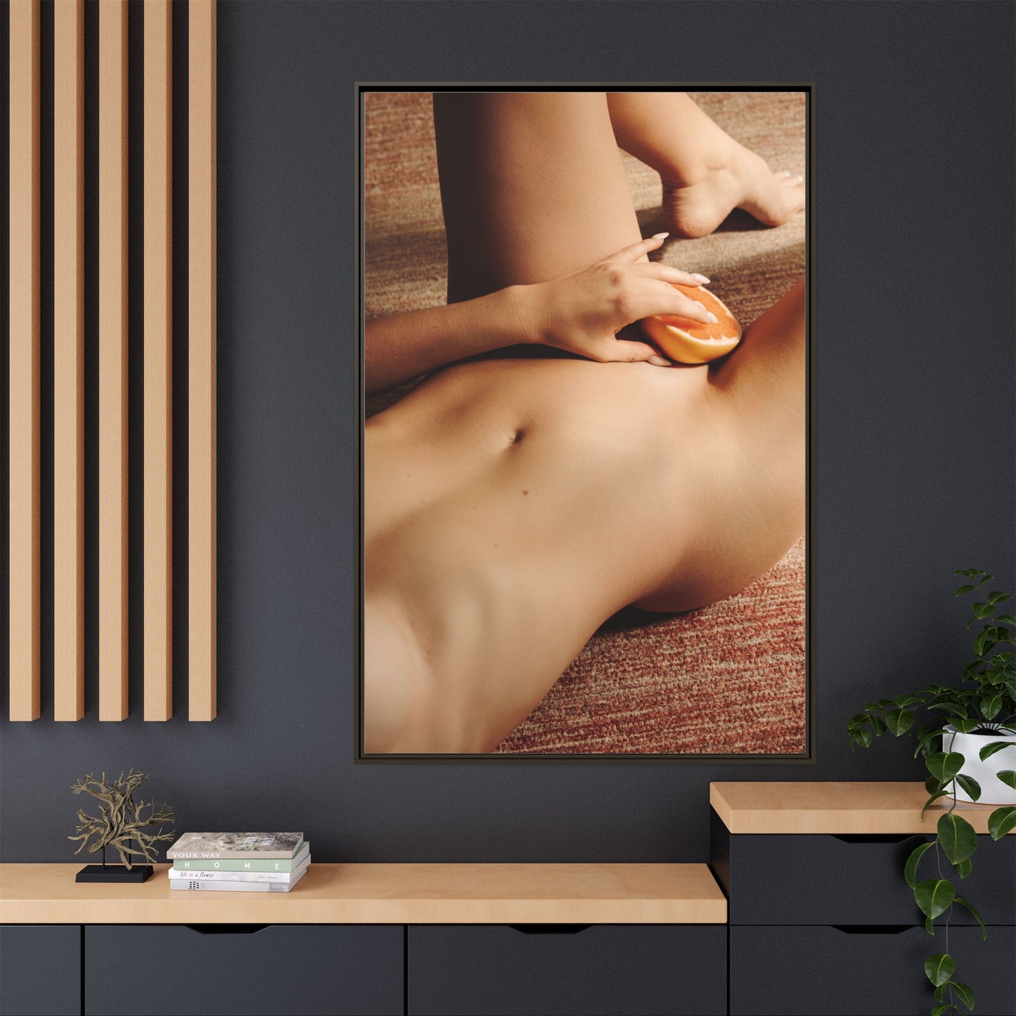 Art Print — Sensual Peach Body Matte Canvas Framed Wall Art