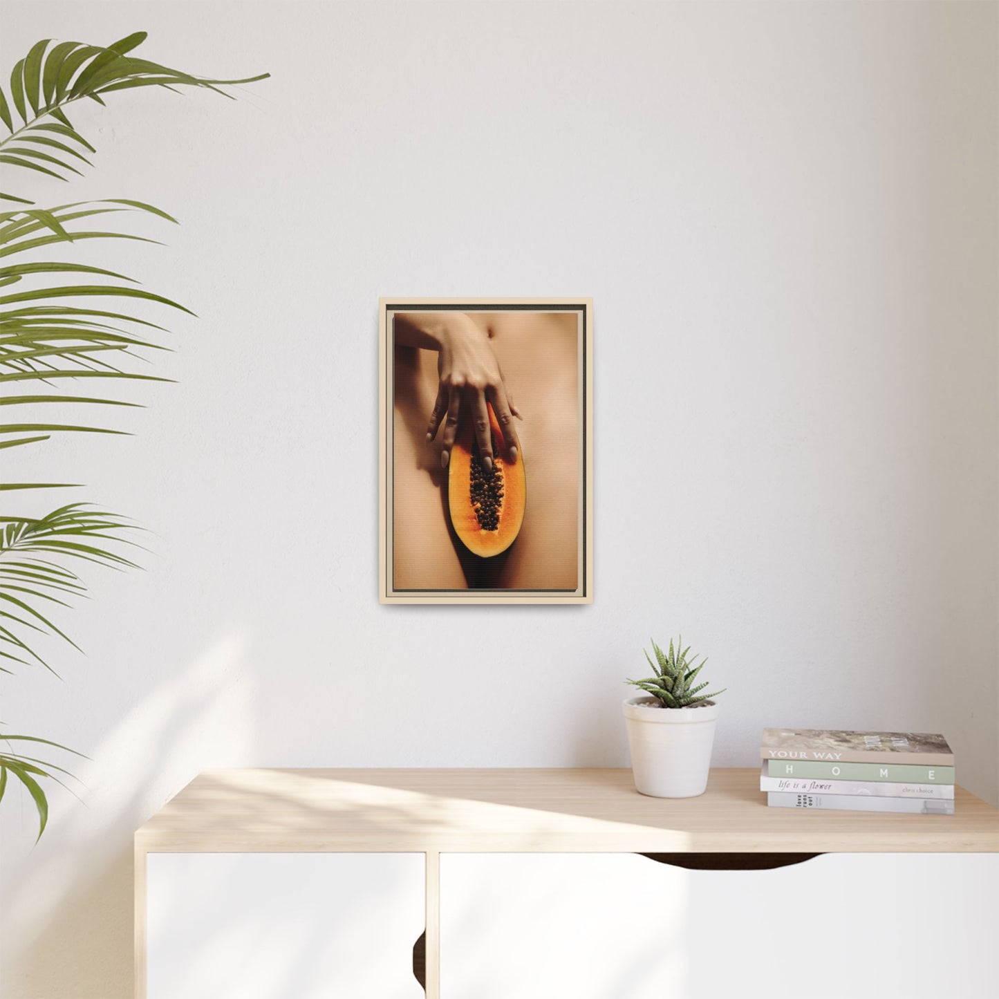 Framed Matte Canvas Art — Sensual Papaya Photo Print