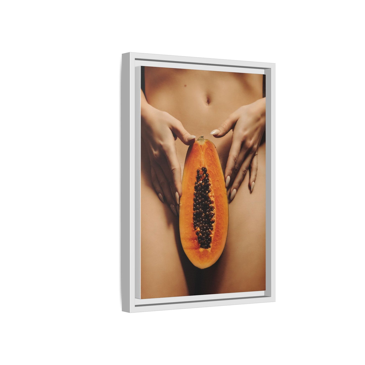 Framed Matte Canvas - Sensual Papaya Nude Art Print