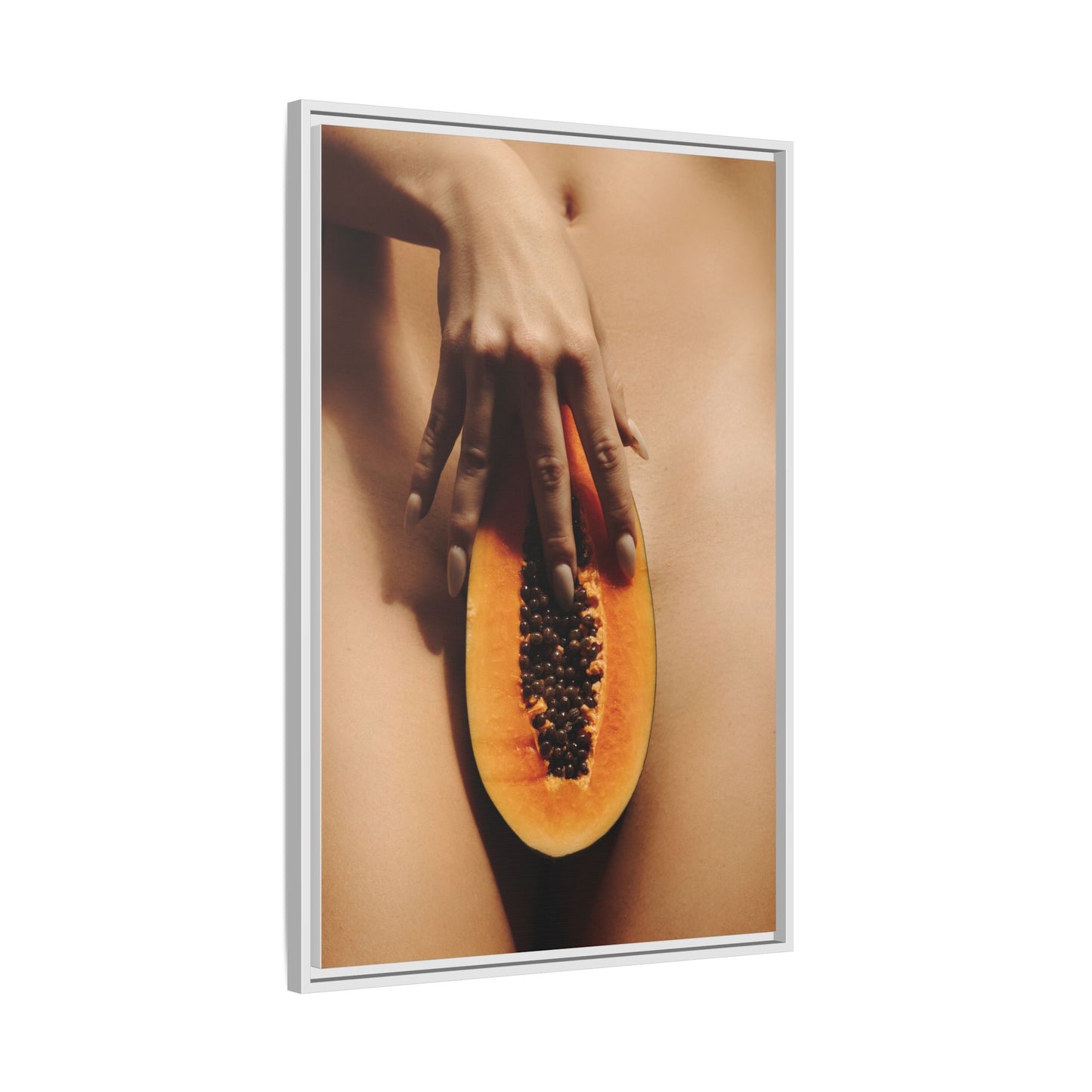Framed Matte Canvas Art — Sensual Papaya Photo Print