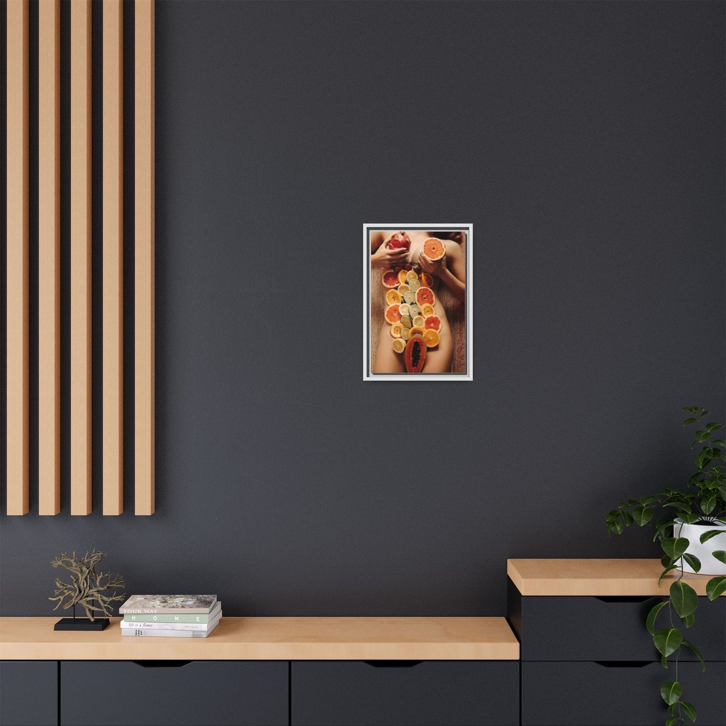 Framed Matte Canvas Art — Sensual Fruit Still Life Wall Decor