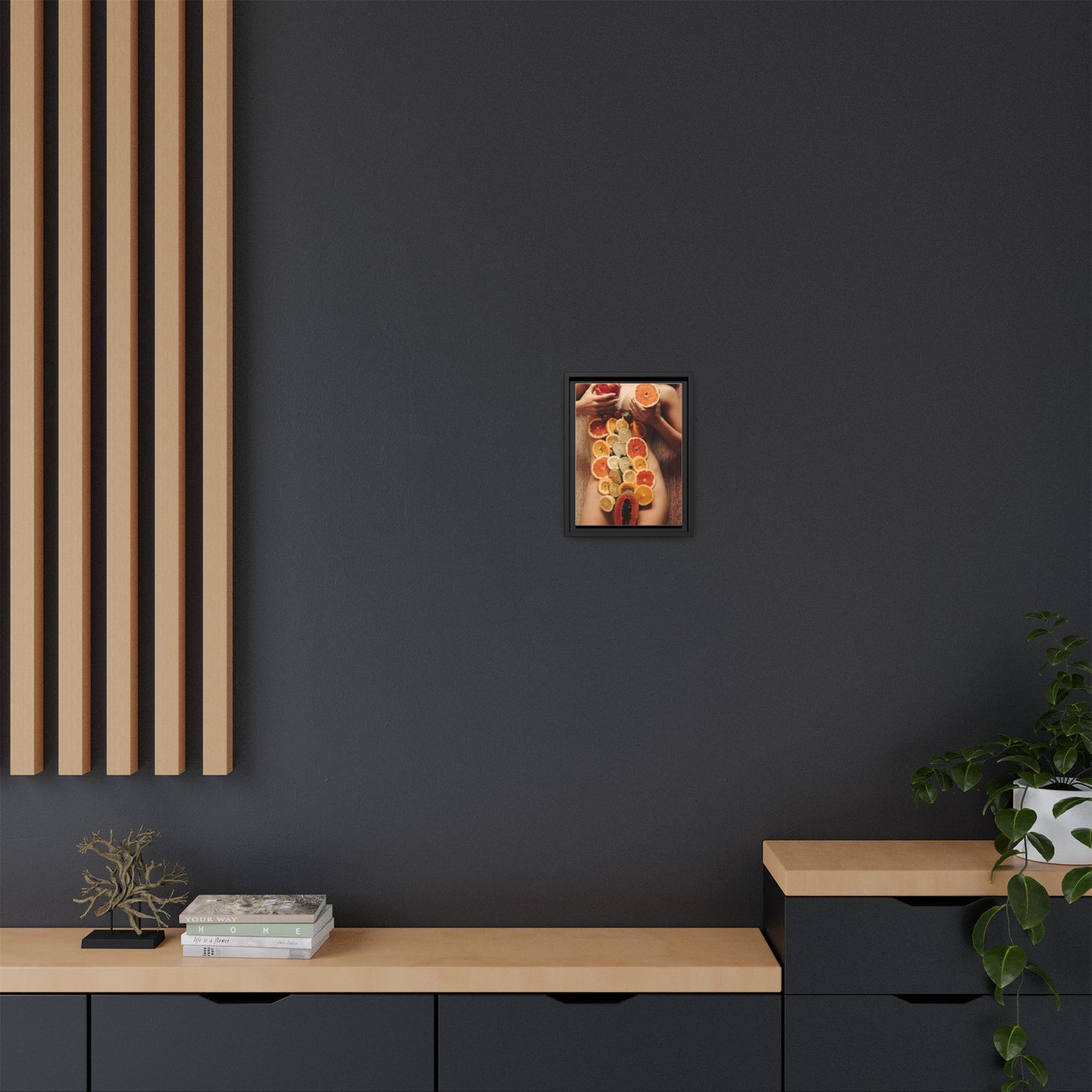 Framed Matte Canvas Art — Sensual Fruit Still Life Wall Decor