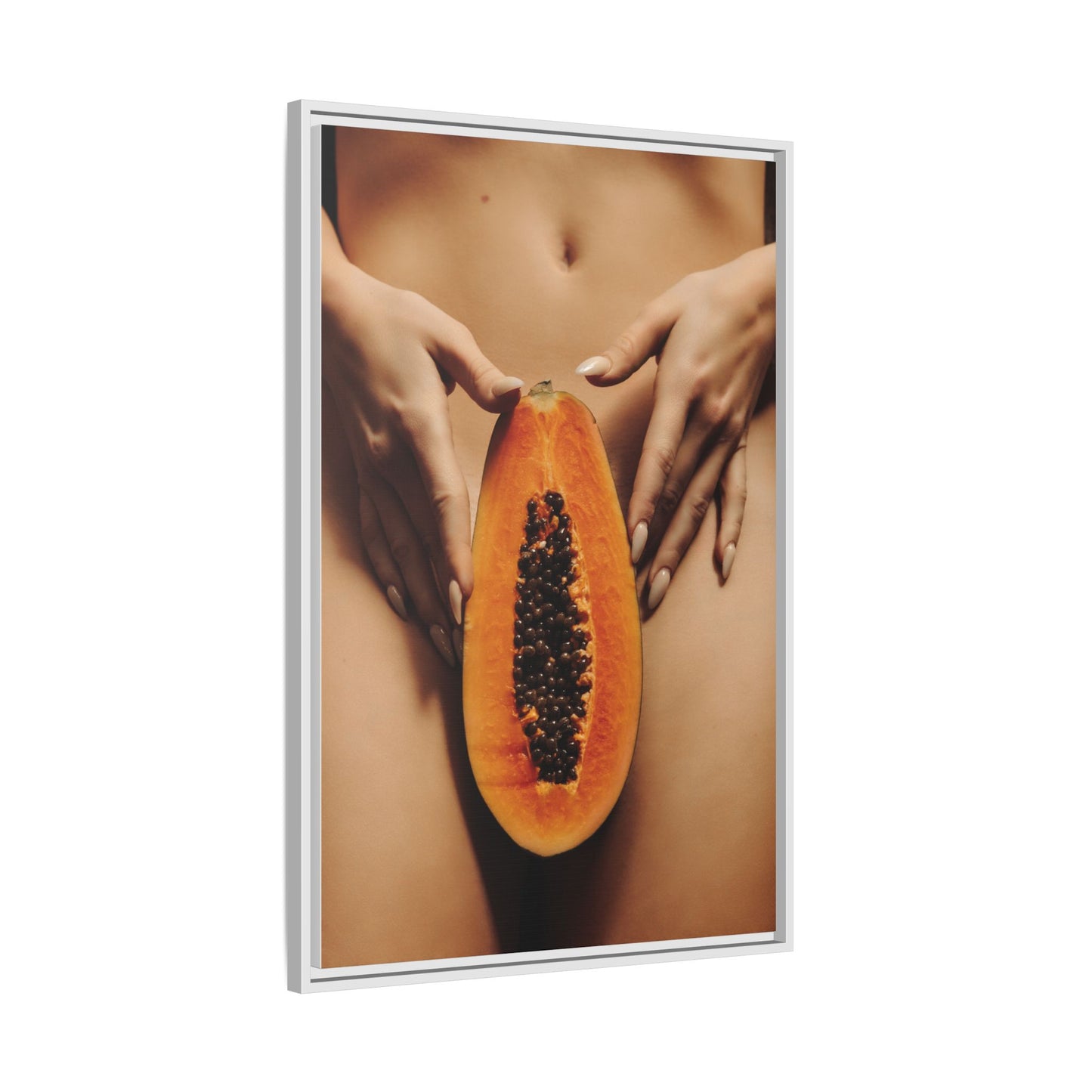 Framed Matte Canvas - Sensual Papaya Nude Art Print