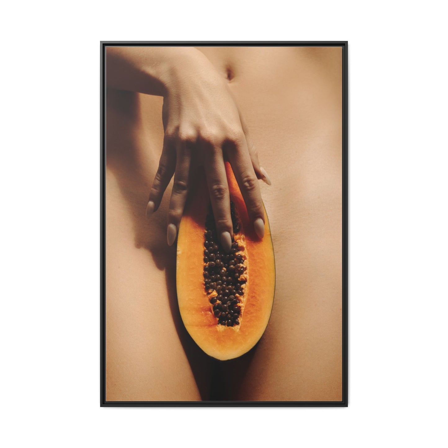 Framed Matte Canvas Art — Sensual Papaya Photo Print