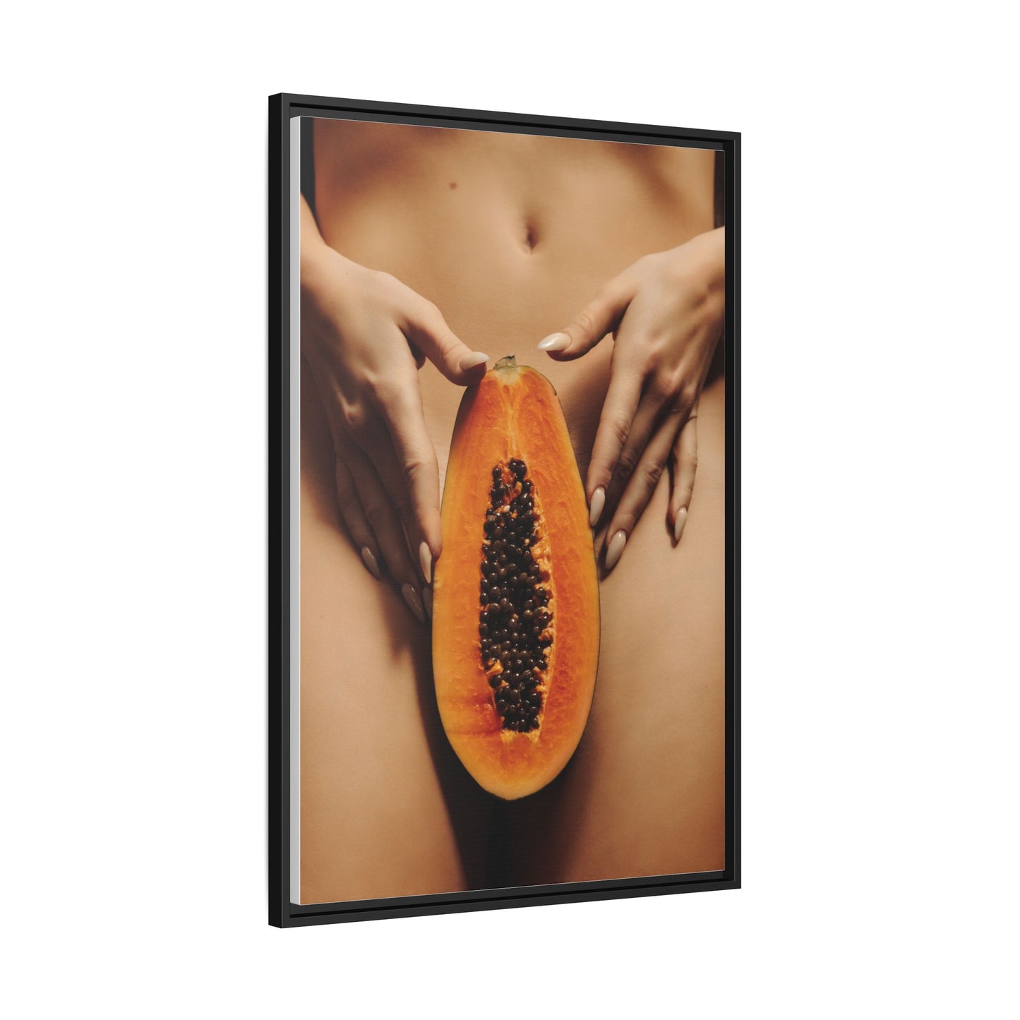 Framed Matte Canvas - Sensual Papaya Nude Art Print