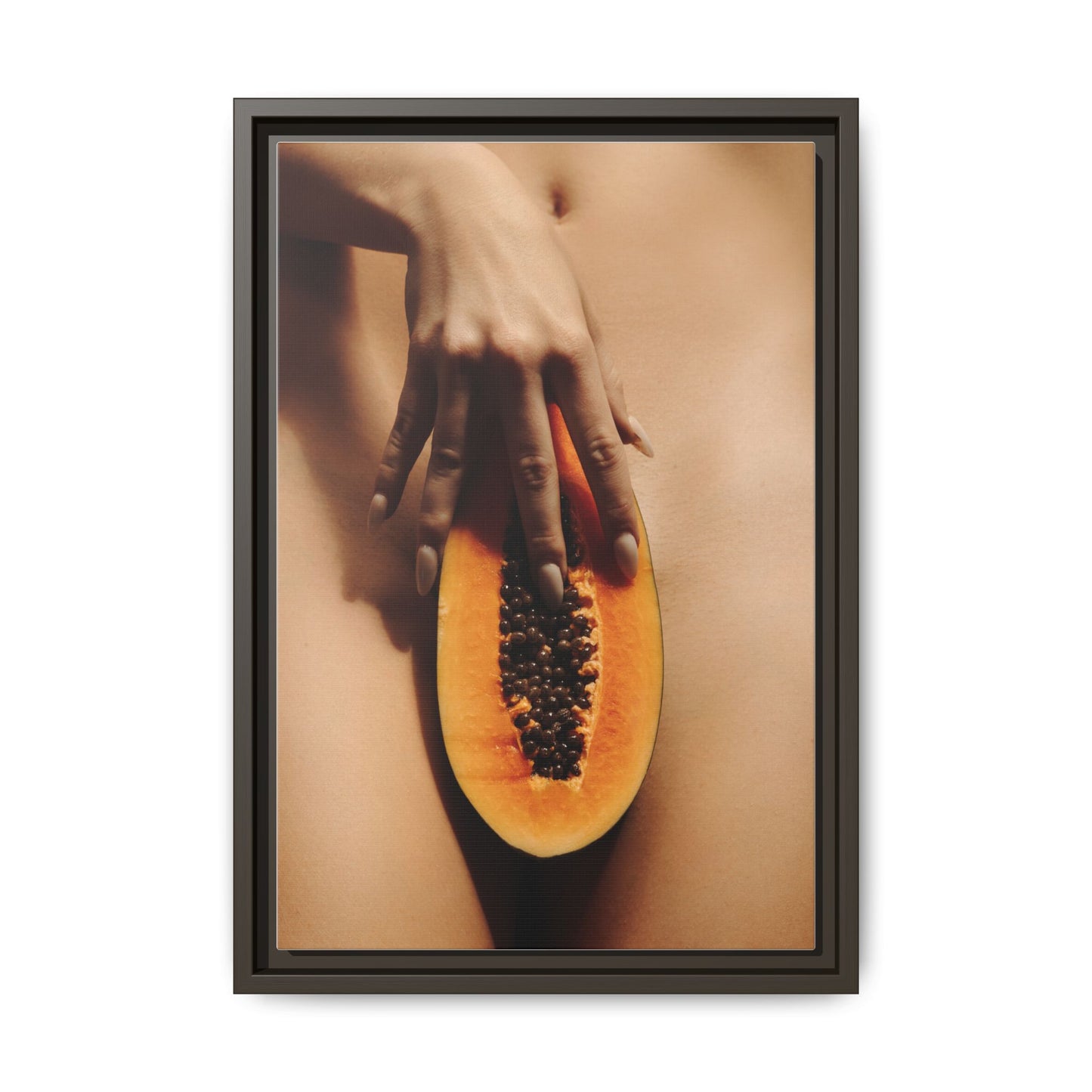Framed Matte Canvas Art — Sensual Papaya Photo Print