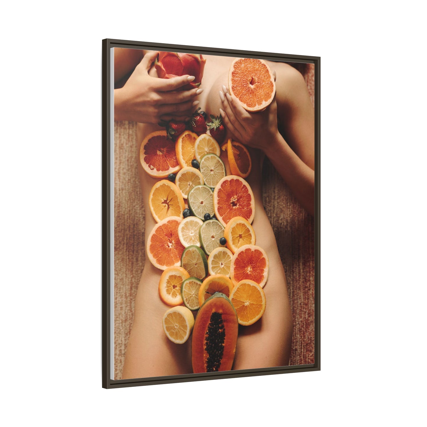 Framed Matte Canvas Art — Sensual Fruit Still Life Wall Decor