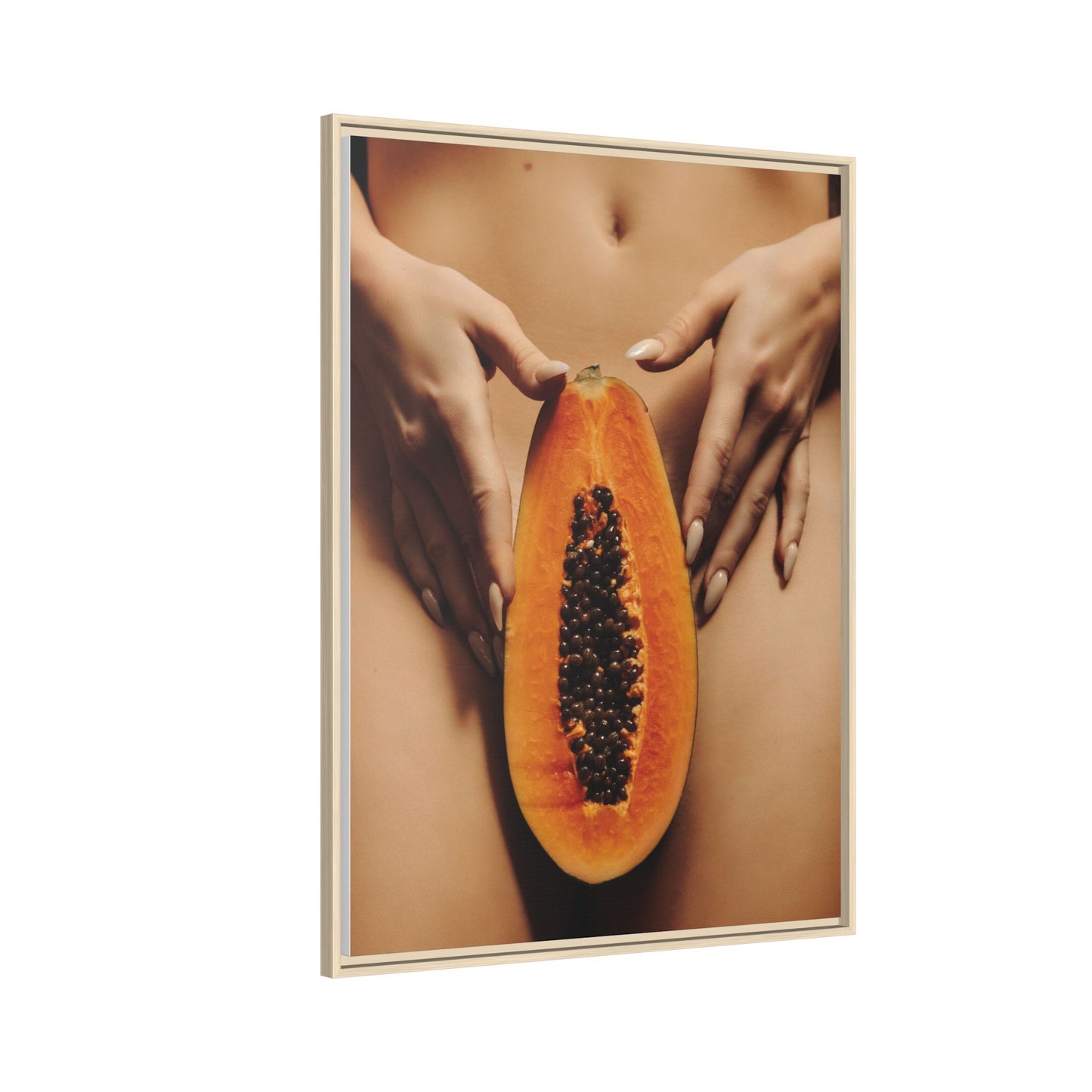 Framed Matte Canvas - Sensual Papaya Nude Art Print