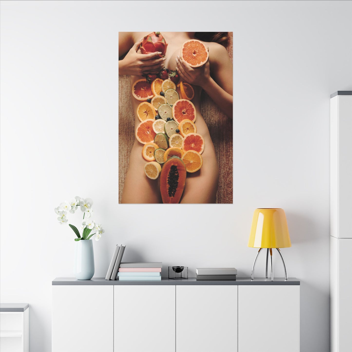 Nude Body Fruit Still Life Matte Canvas Wall Art