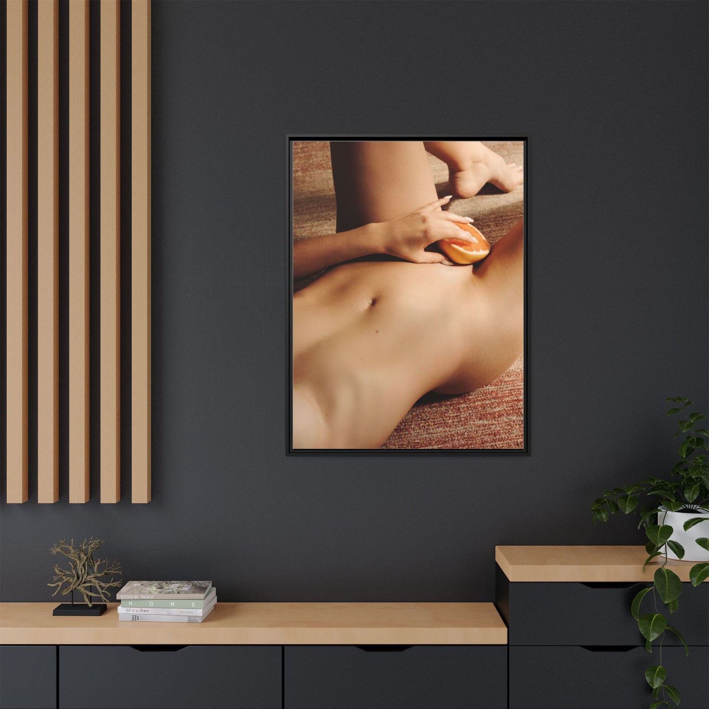 Art Print — Sensual Peach Body Matte Canvas Framed Wall Art