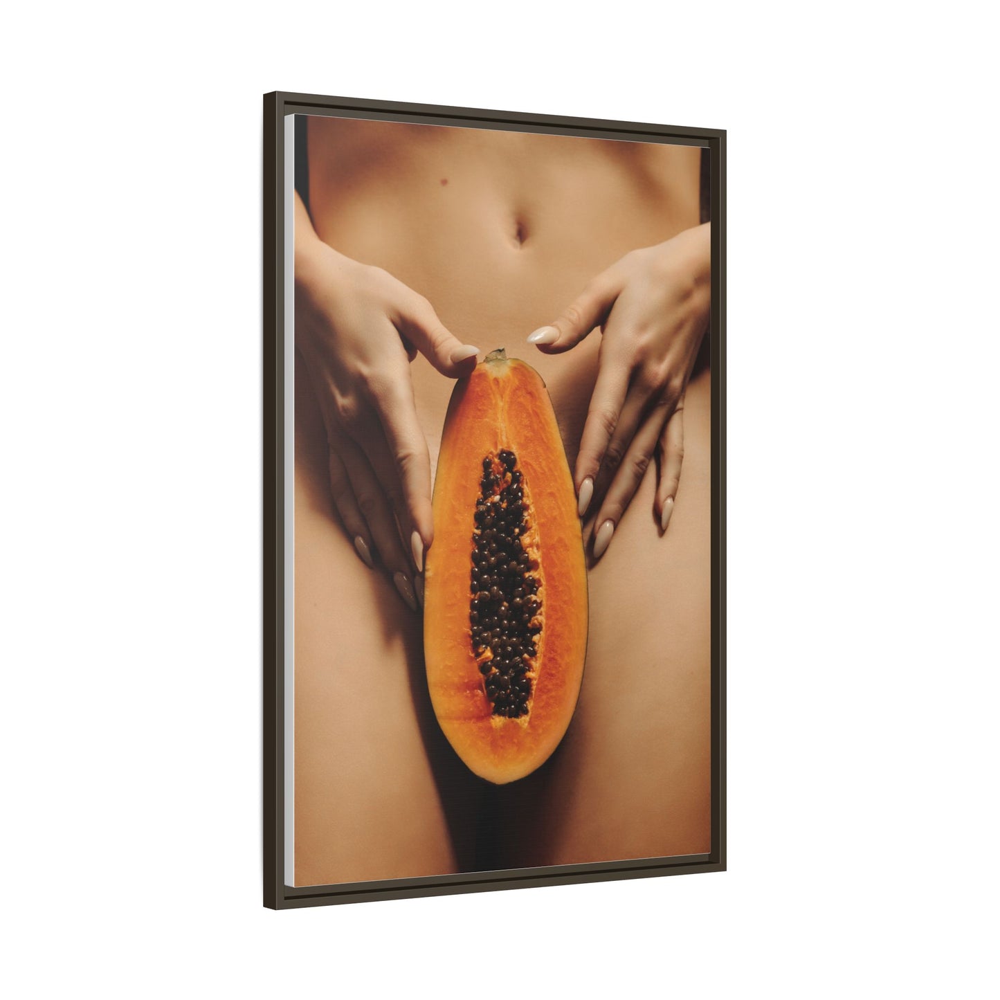 Framed Matte Canvas - Sensual Papaya Nude Art Print