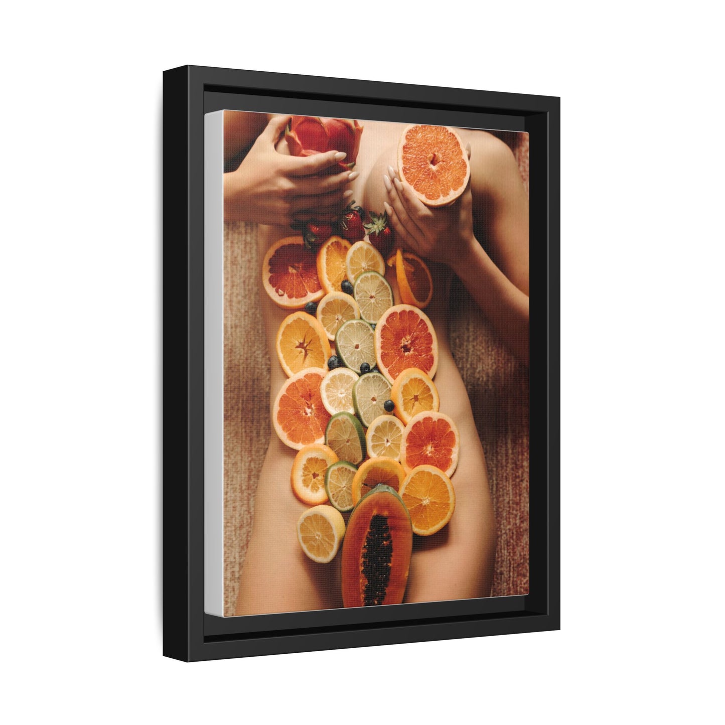 Framed Matte Canvas Art — Sensual Fruit Still Life Wall Decor