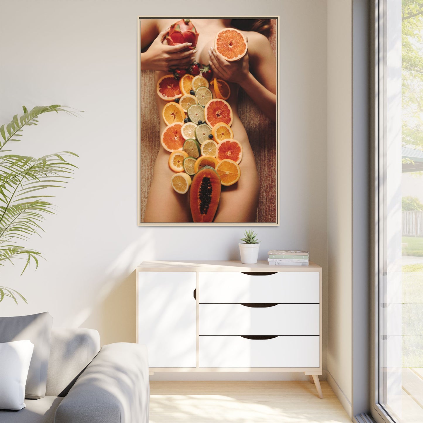 Framed Matte Canvas Art — Sensual Fruit Still Life Wall Decor