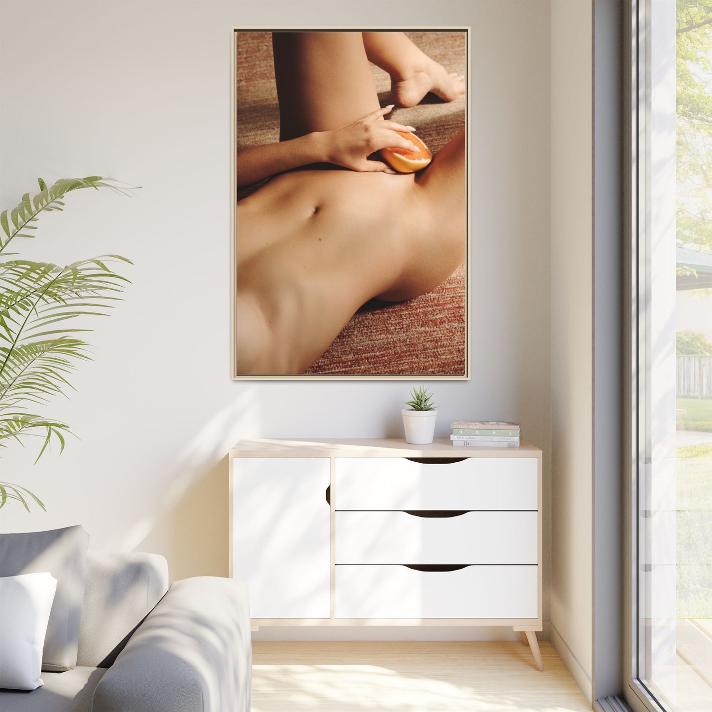 Art Print — Sensual Peach Body Matte Canvas Framed Wall Art