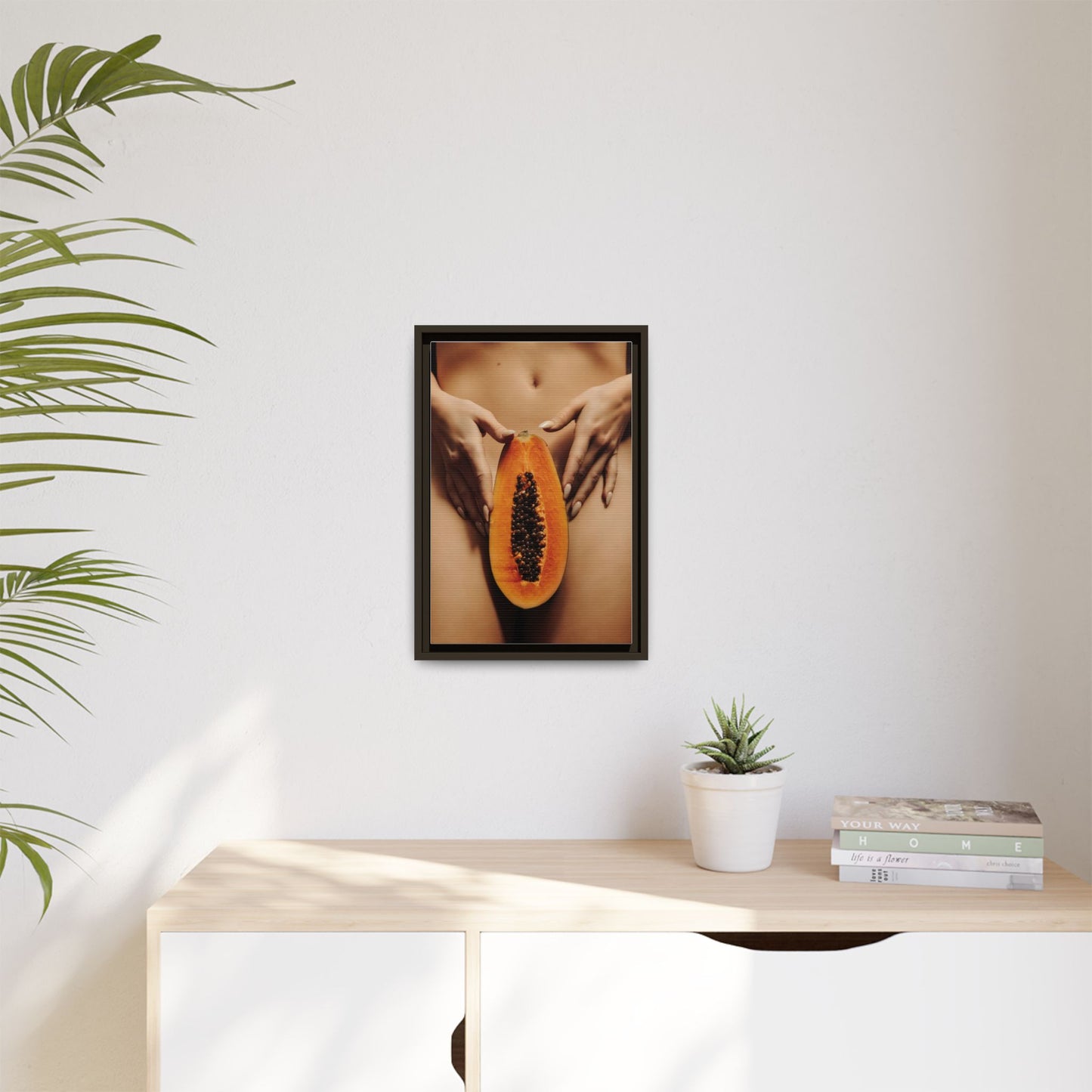 Framed Matte Canvas - Sensual Papaya Nude Art Print