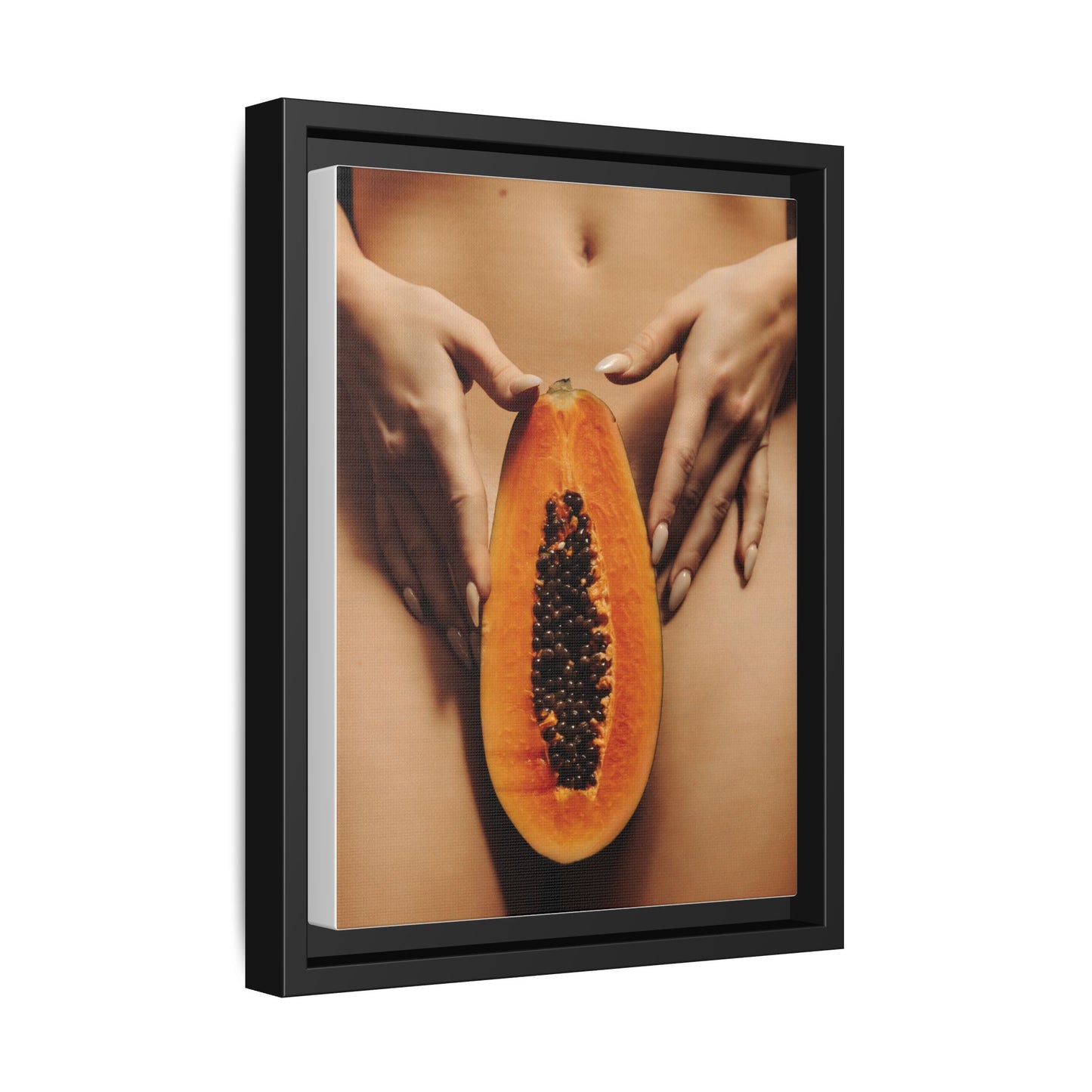 Framed Matte Canvas - Sensual Papaya Nude Art Print