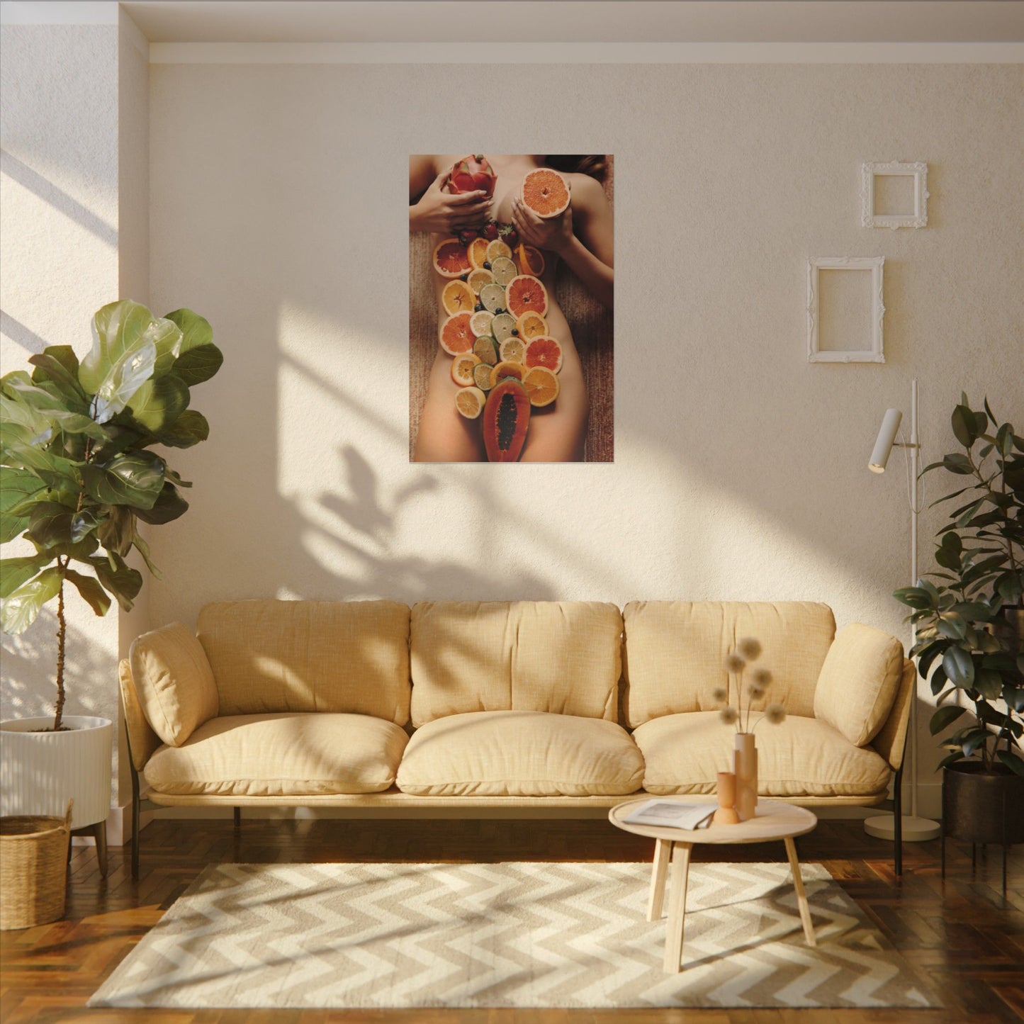 Nude Body Fruit Still Life Matte Canvas Wall Art